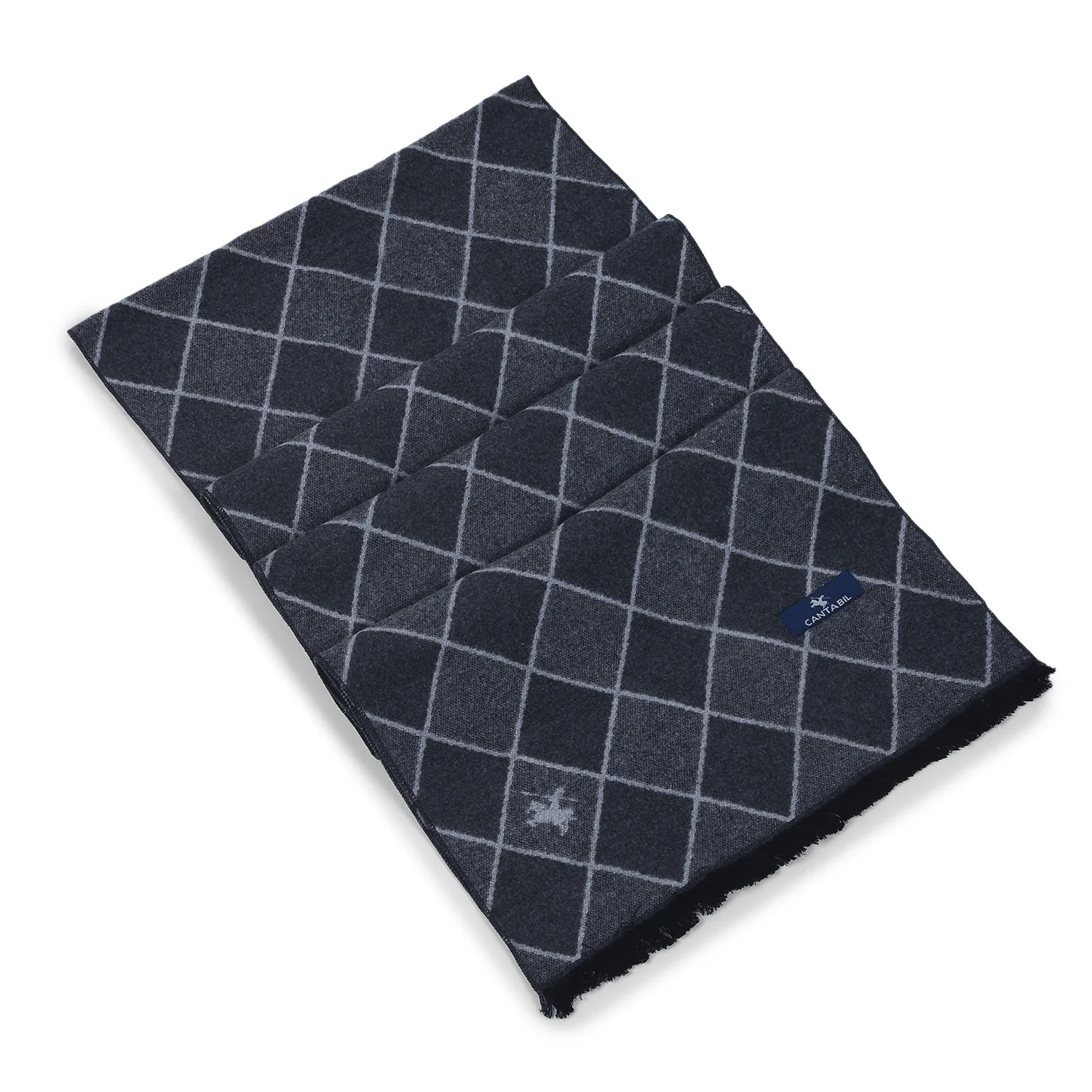 Men Dark Grey Checkered Winter Warm Casual Muffler - Image 6