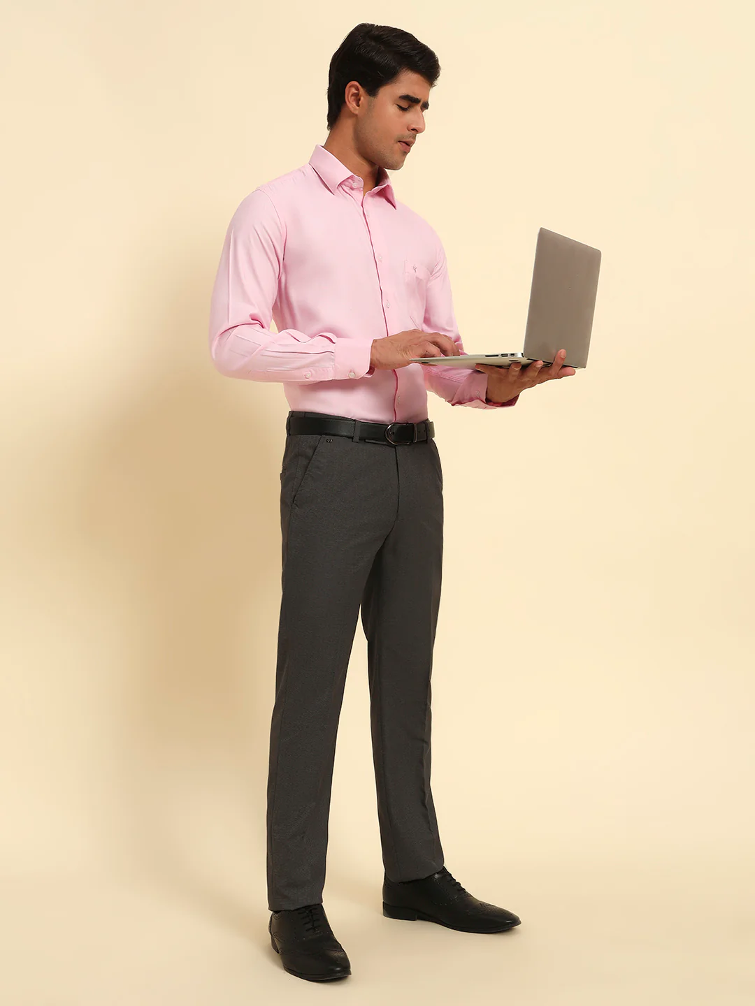 Formal Trouser for Men | Breathable & Soft with Color Fastness Regular Fit Poly Viscose Fabric Self Design Pattern Hook & Eye Closure - Image 6