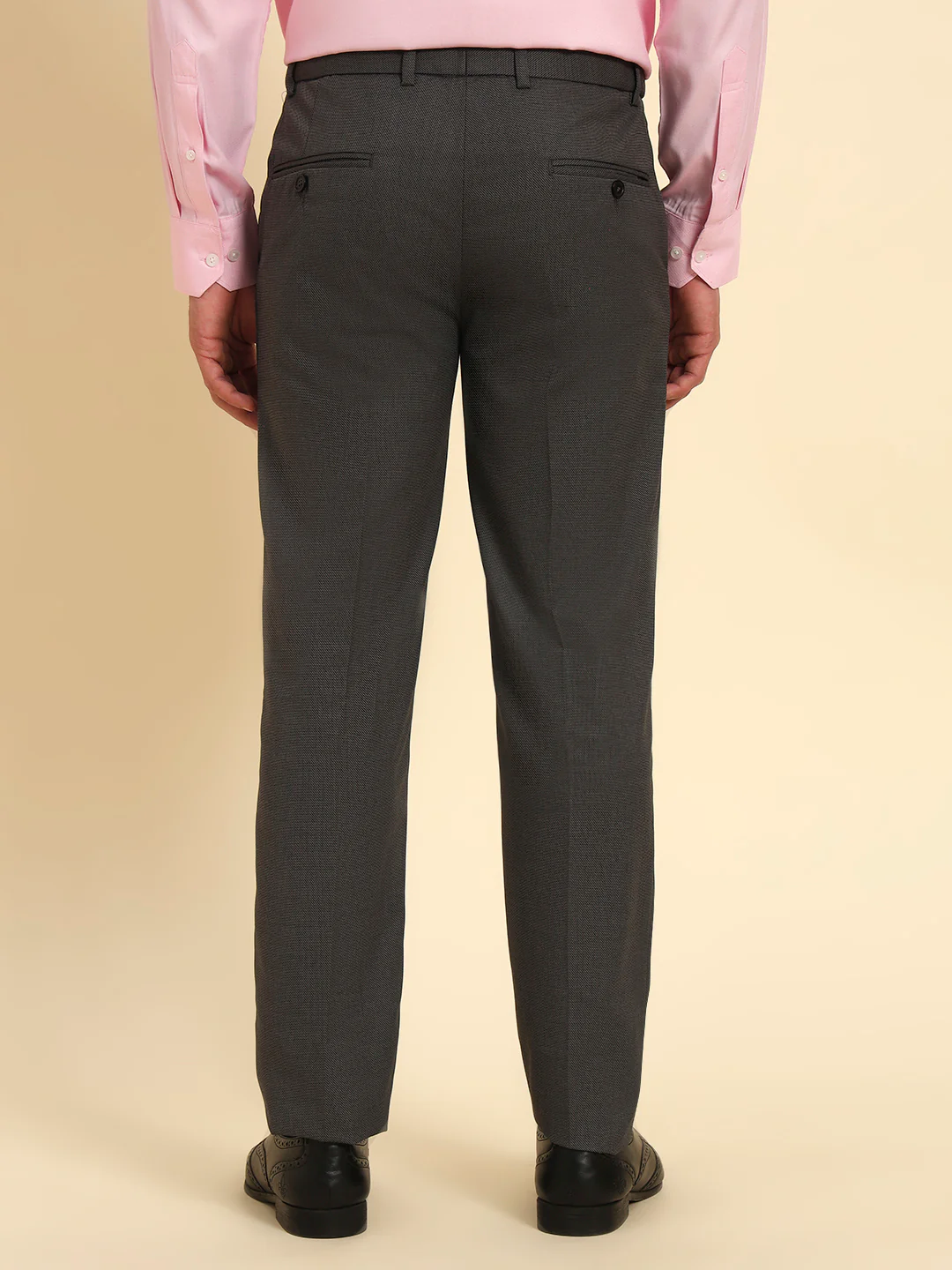 Formal Trouser for Men | Breathable & Soft with Color Fastness Regular Fit Poly Viscose Fabric Self Design Pattern Hook & Eye Closure - Image 7