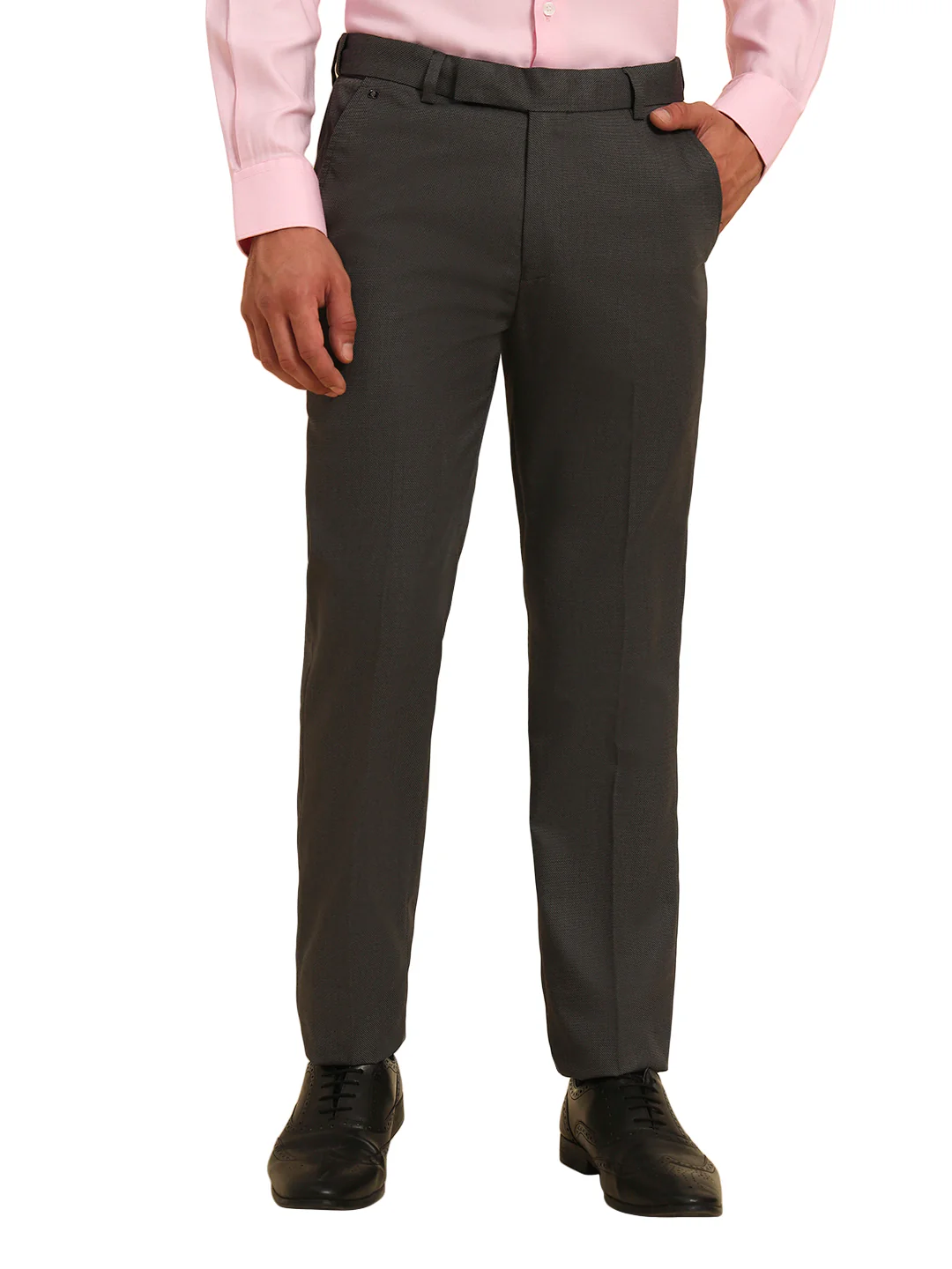 Formal Trouser for Men | Breathable & Soft with Color Fastness Regular Fit Poly Viscose Fabric Self Design Pattern Hook & Eye Closure - Image 8