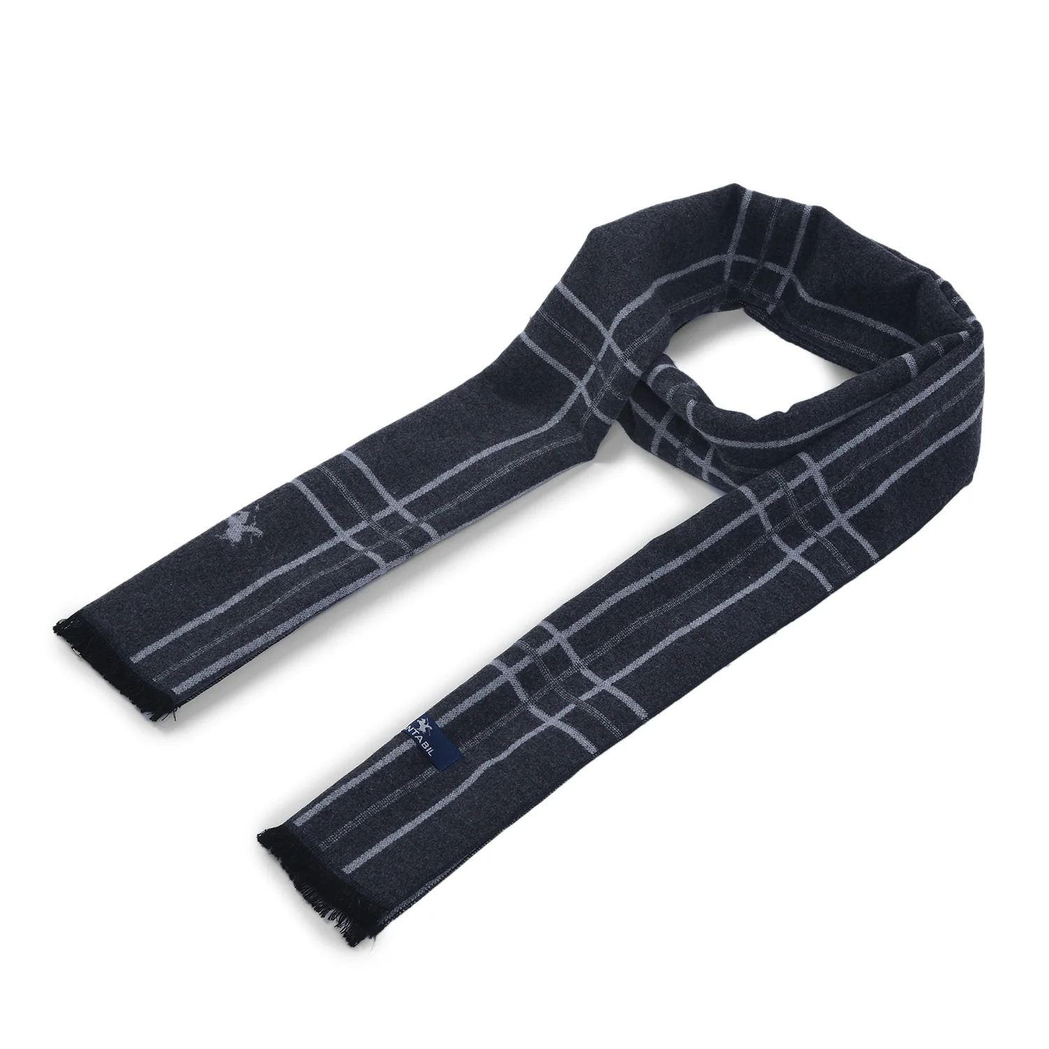 Men Grey Checkered Winter Warm Casual Muffler - Image 5