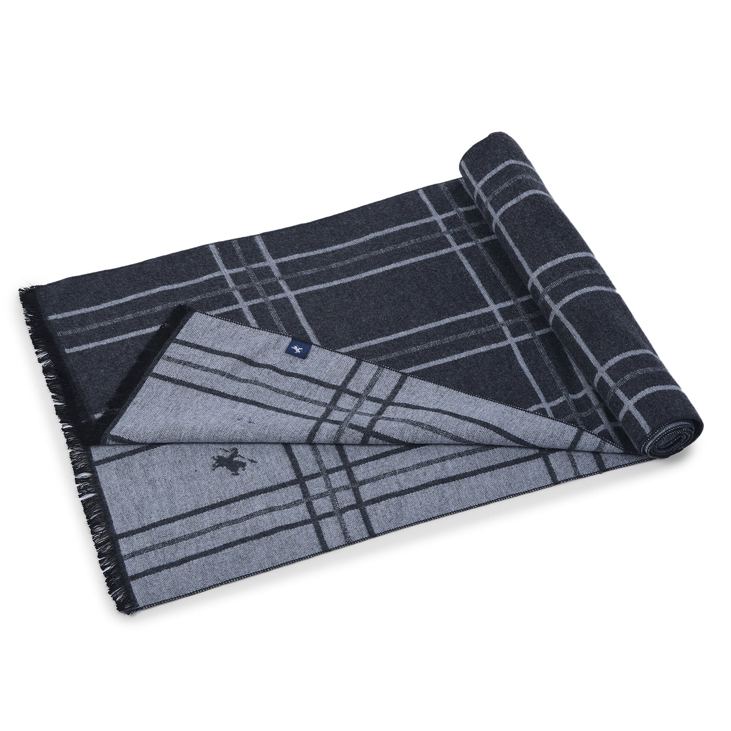 Men Grey Checkered Winter Warm Casual Muffler - Image 7