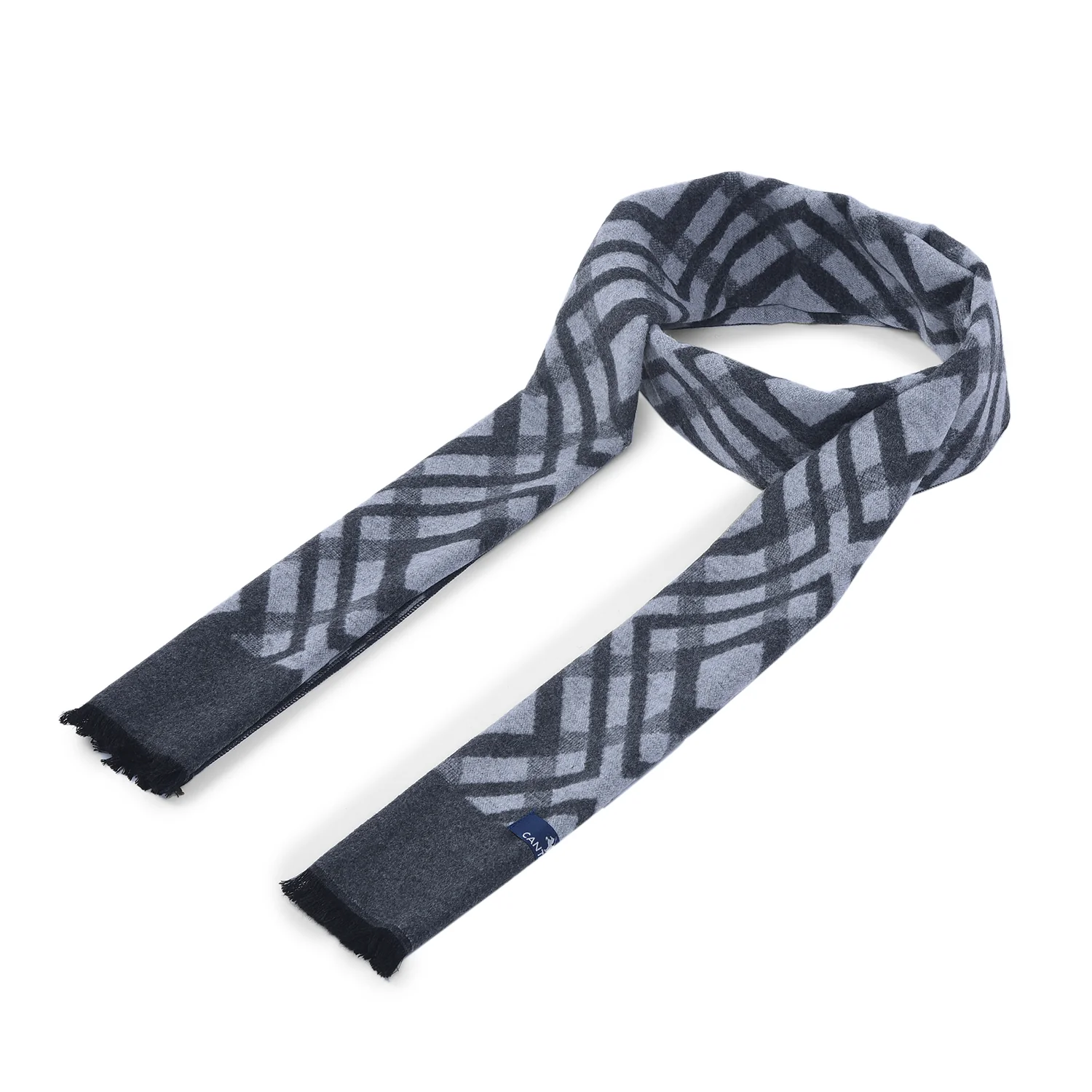 Men Grey Checkered Winter Warm Casual Muffler - Image 4