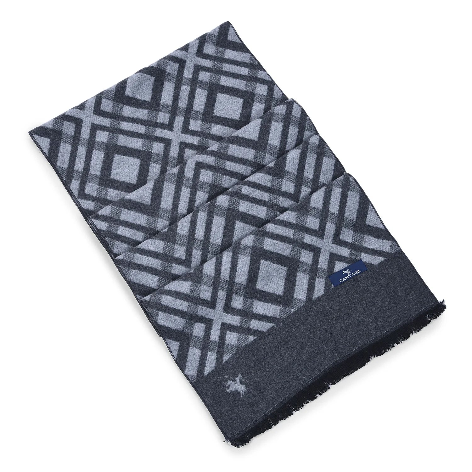 Men Grey Checkered Winter Warm Casual Muffler - Image 5