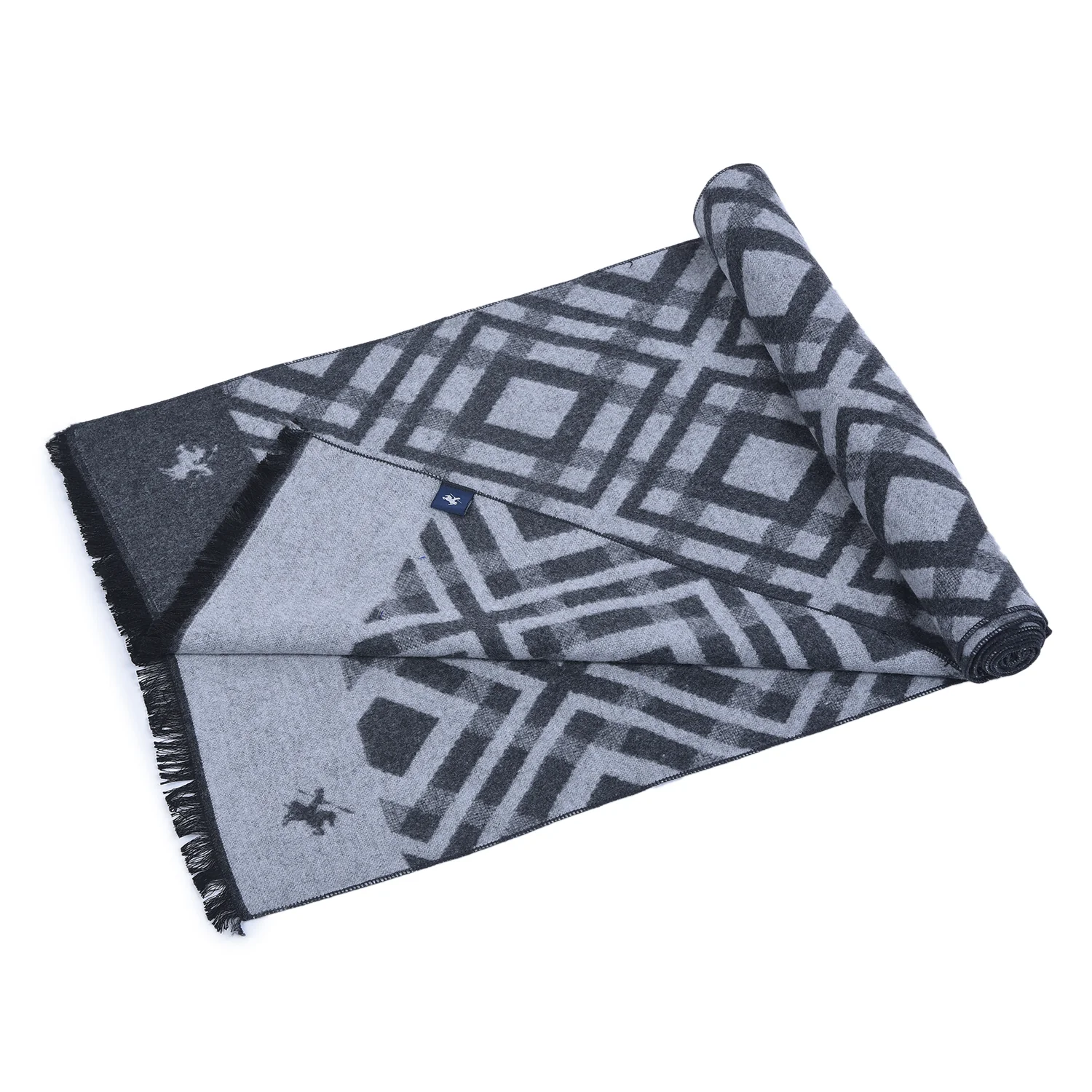Men Grey Checkered Winter Warm Casual Muffler - Image 6