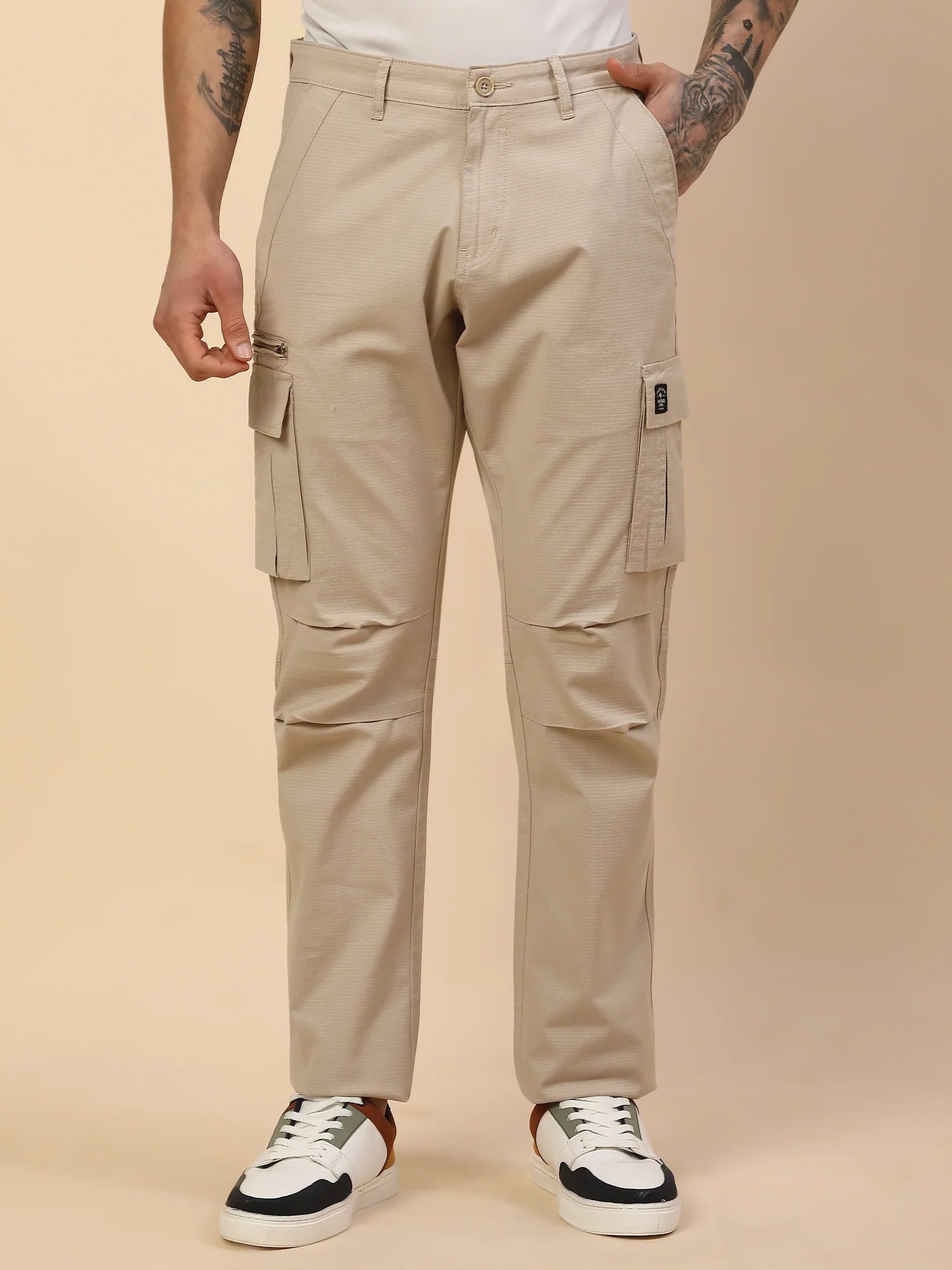 Men Lightweight Cotton Blend Cargo Pants - Straight Fit | Casual & Travel Wear | Cotton Blend - Image 2