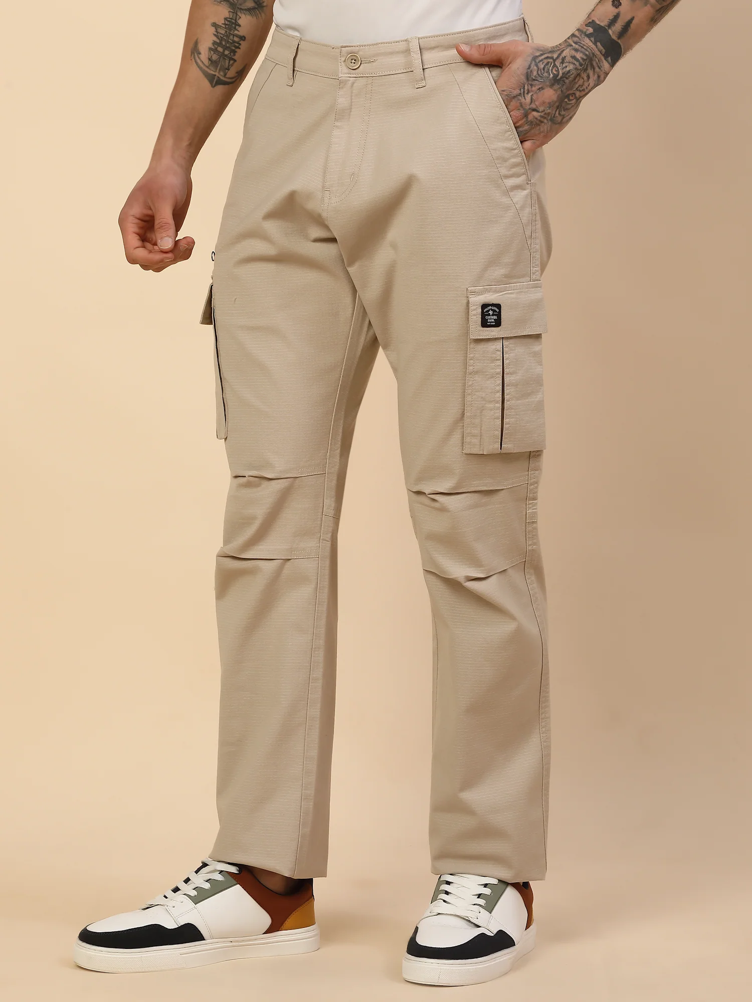 Men Lightweight Cotton Blend Cargo Pants - Straight Fit | Casual & Travel Wear | Cotton Blend - Image 3
