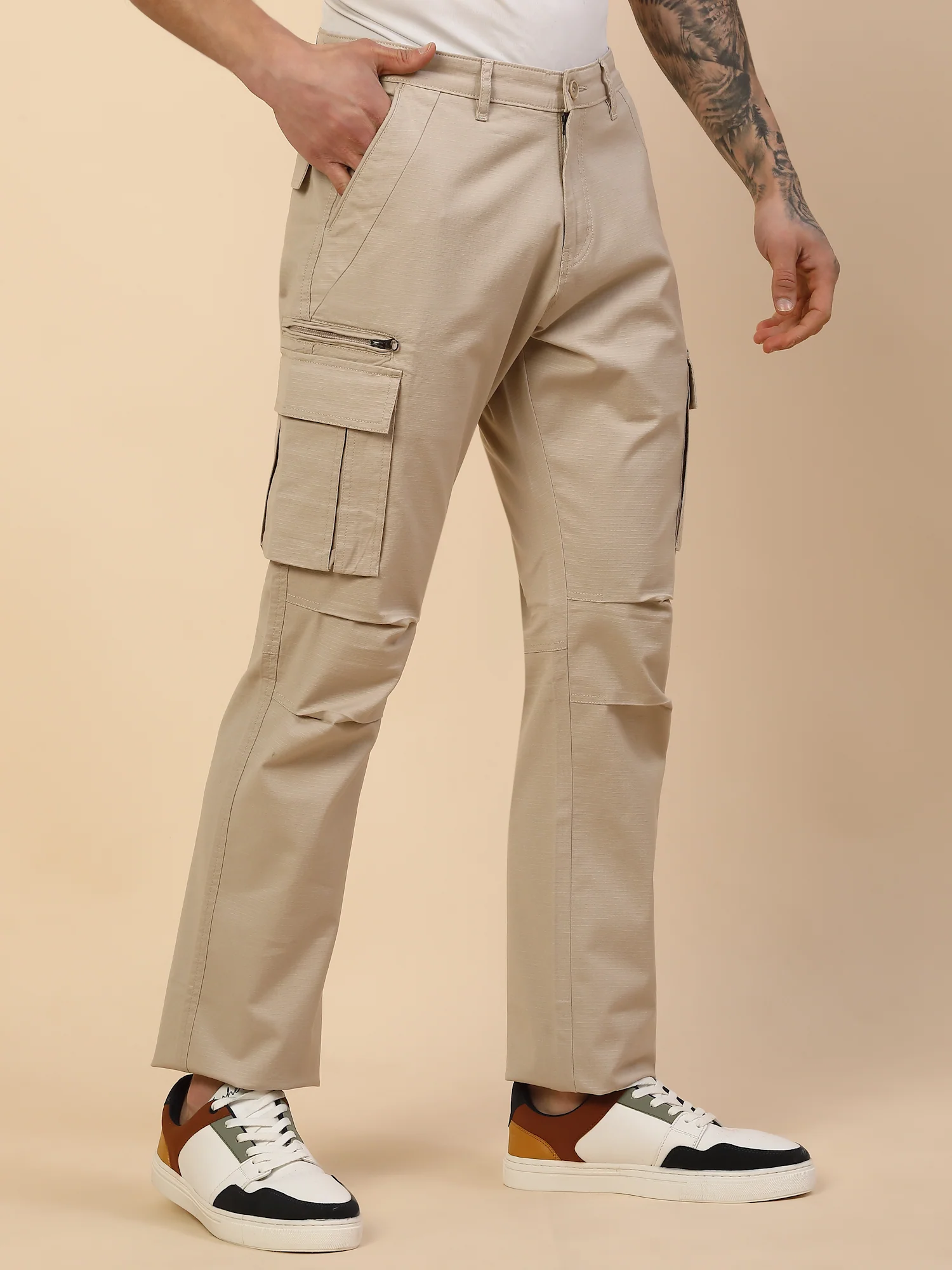 Men Lightweight Cotton Blend Cargo Pants - Straight Fit | Casual & Travel Wear | Cotton Blend - Image 4