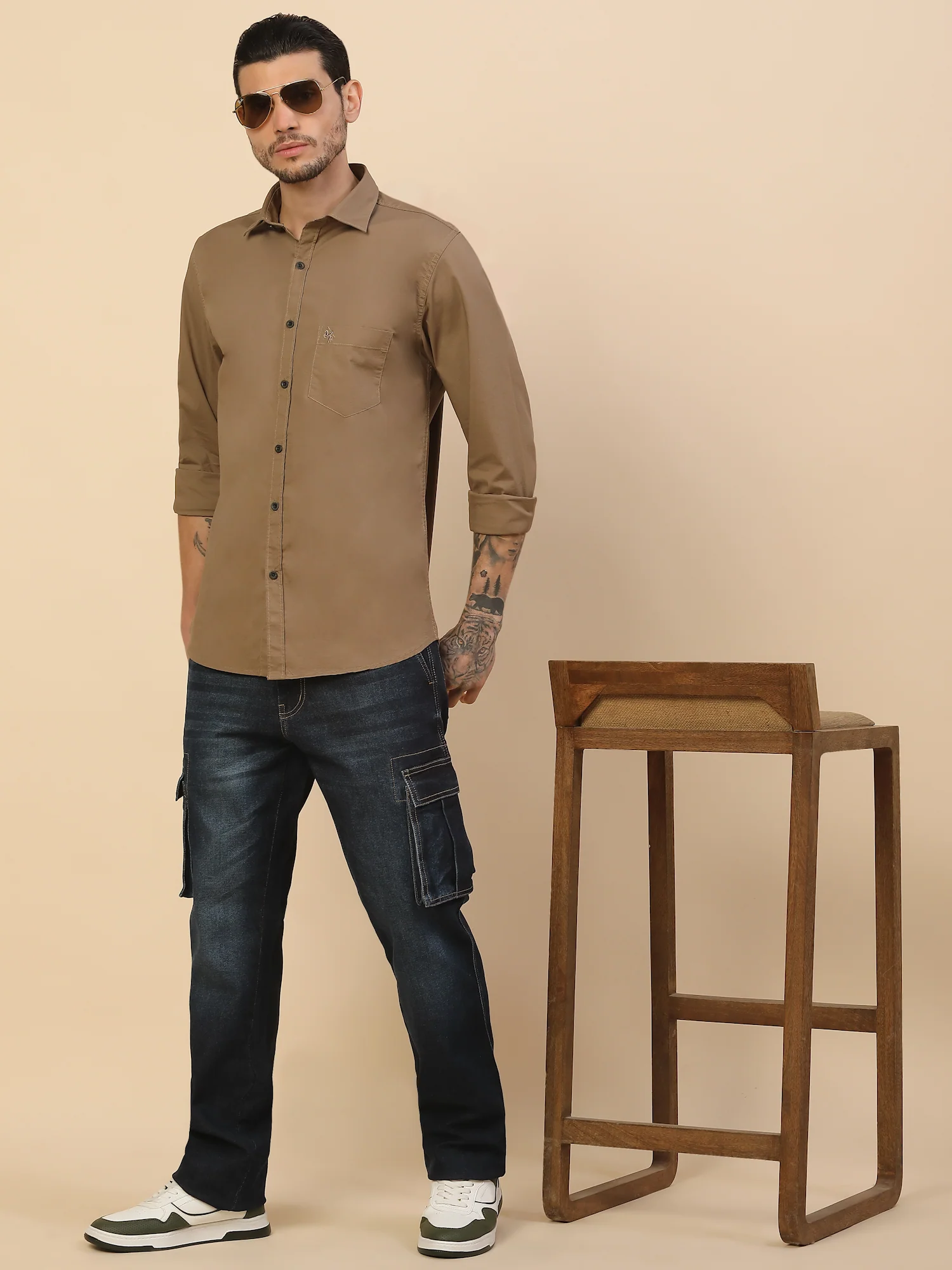 Men Lightweight Polycotton Cargo Pants - Straight Fit | Casual & Travel Wear | Polycotton