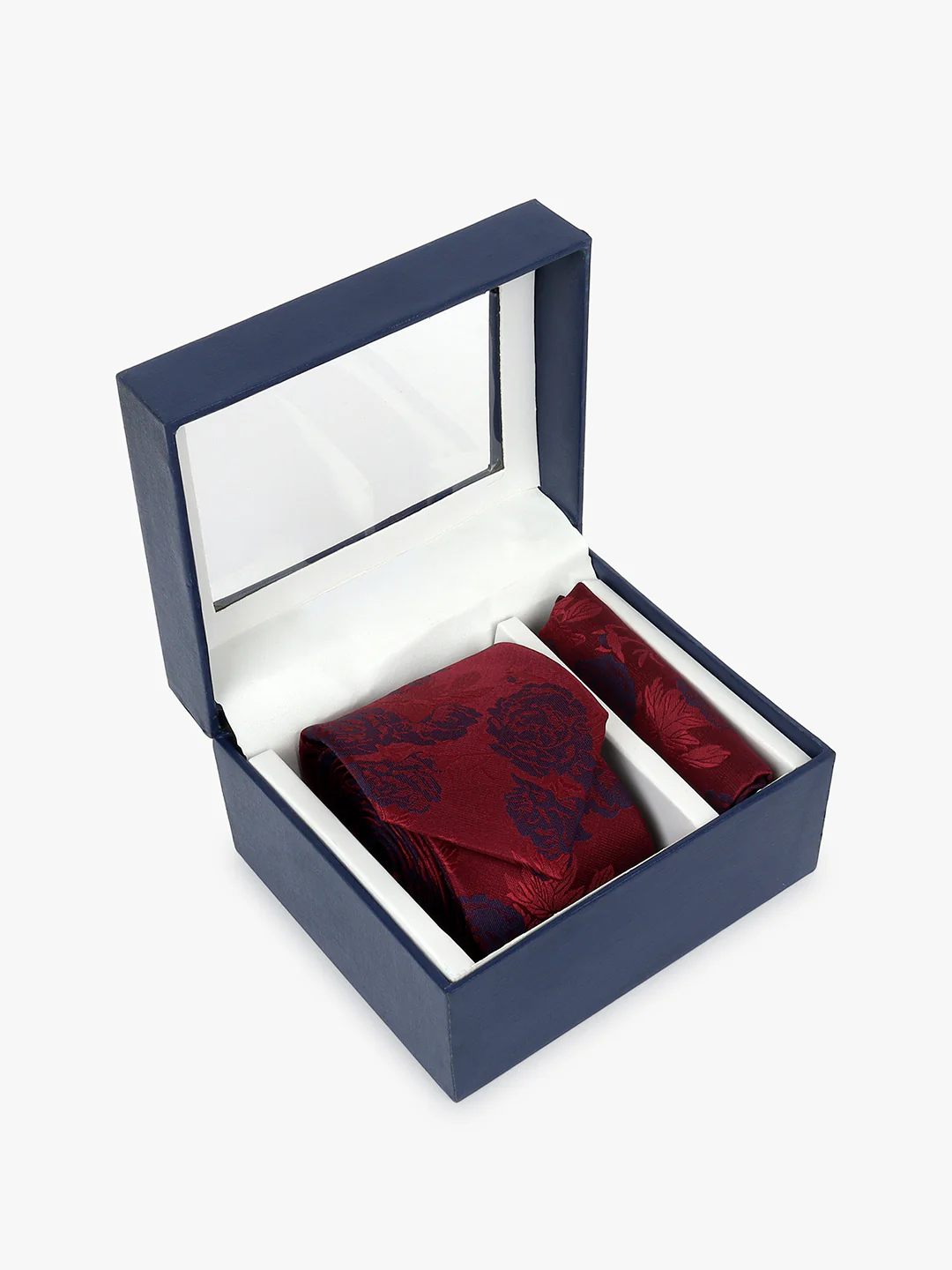 Men Maroon Printed Tie With Pocket Square - Image 3