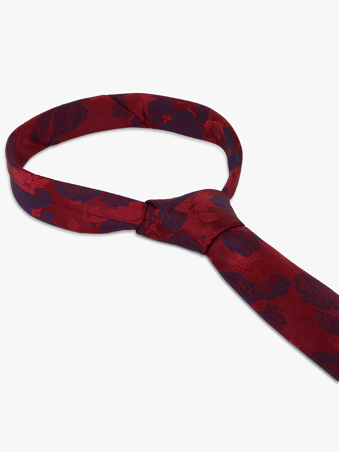 Men Maroon Printed Tie With Pocket Square - Image 7