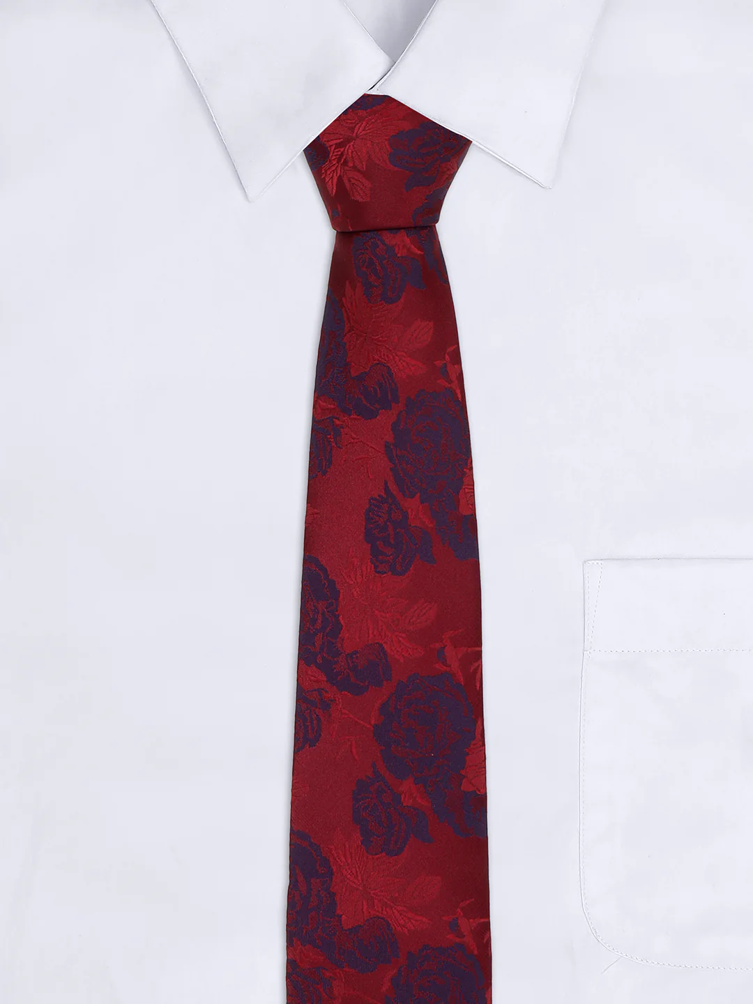 Men Maroon Printed Tie With Pocket Square - Image 9