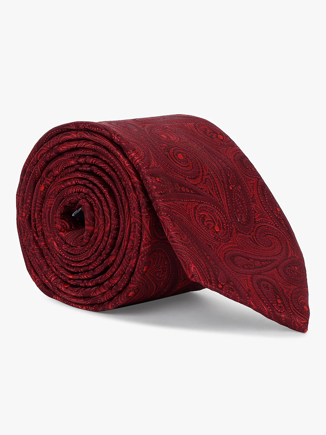 Men Maroon Printed Tie With Pocket Square - Image 4