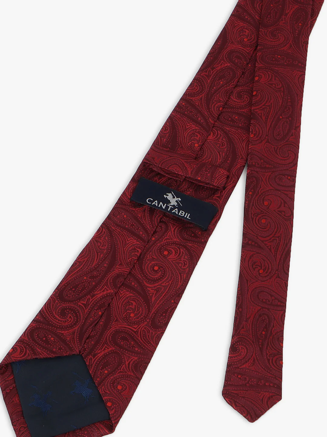Men Maroon Printed Tie With Pocket Square - Image 6