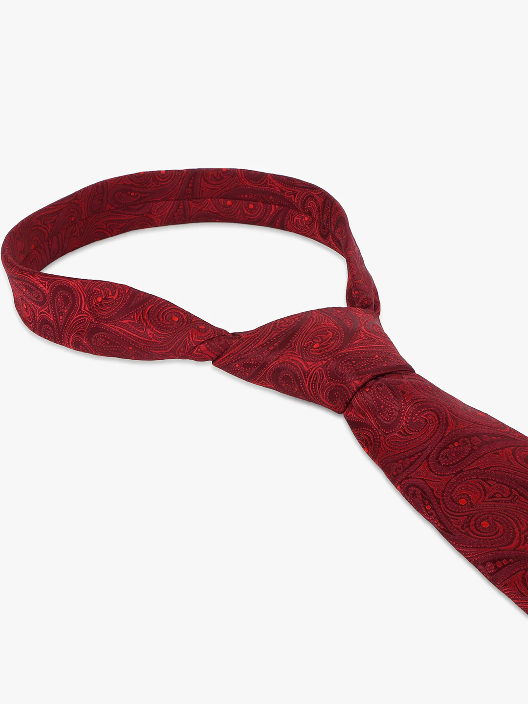 Men Maroon Printed Tie With Pocket Square - Image 7