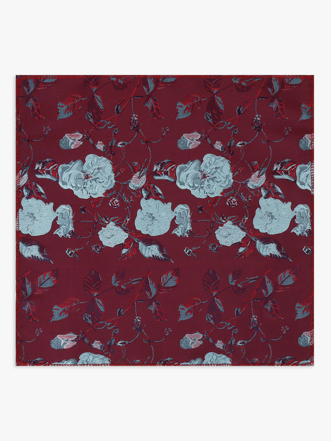 Men Maroon Printed Tie With Pocket Square - Image 4