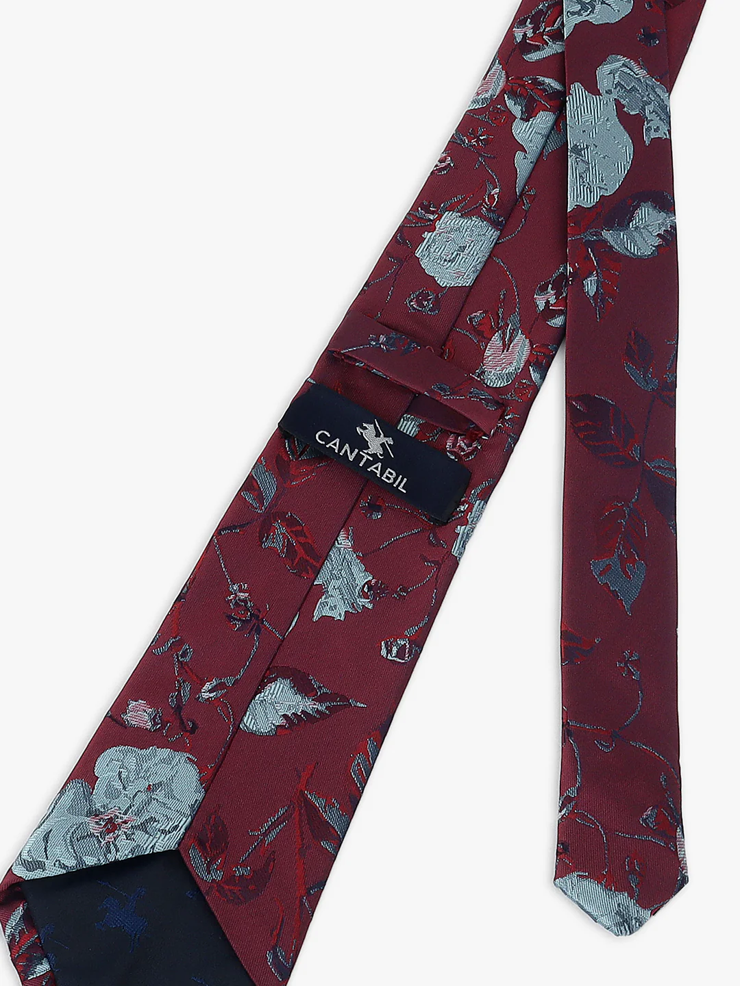 Men Maroon Printed Tie With Pocket Square - Image 5