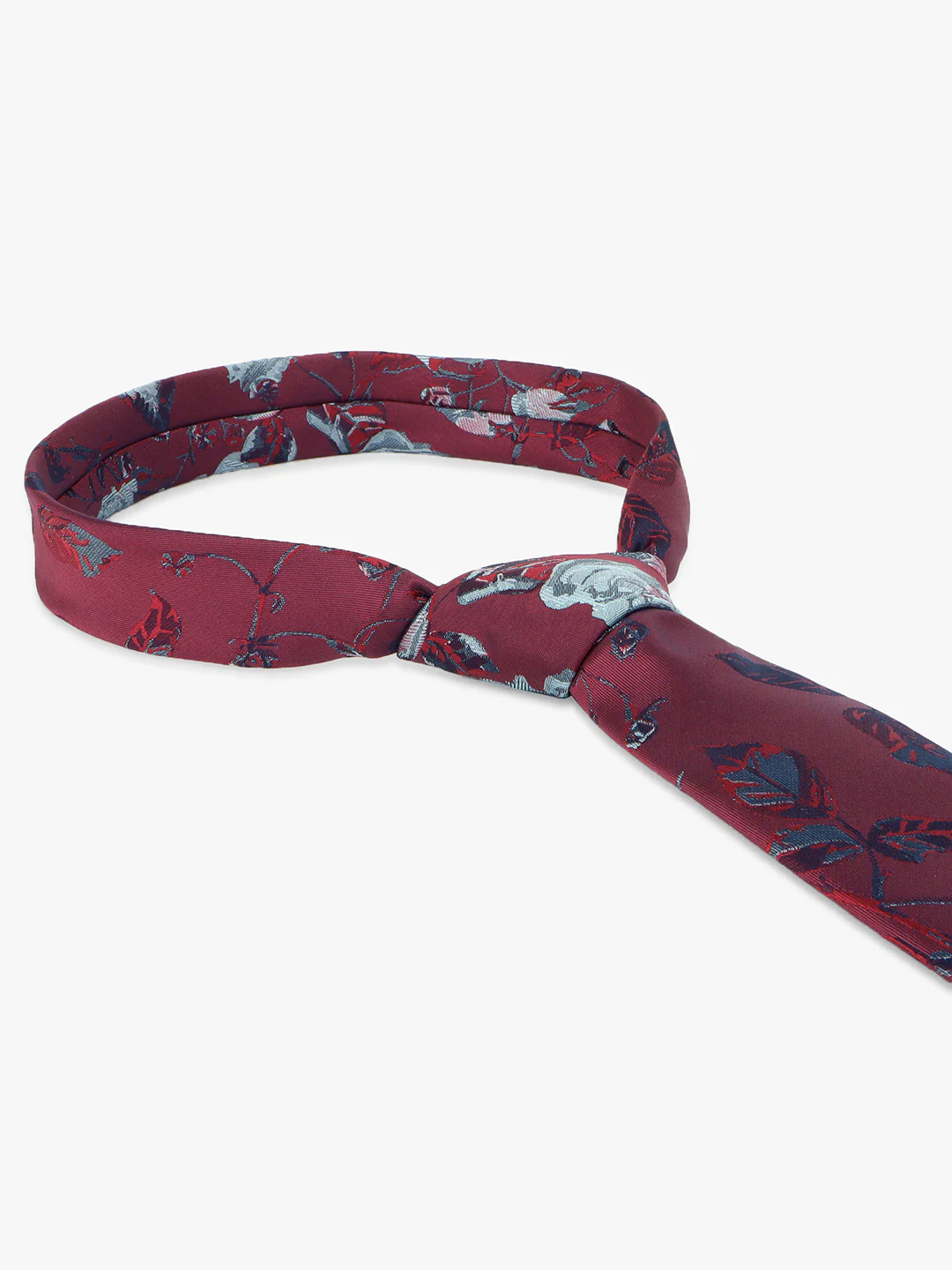 Men Maroon Printed Tie With Pocket Square - Image 6