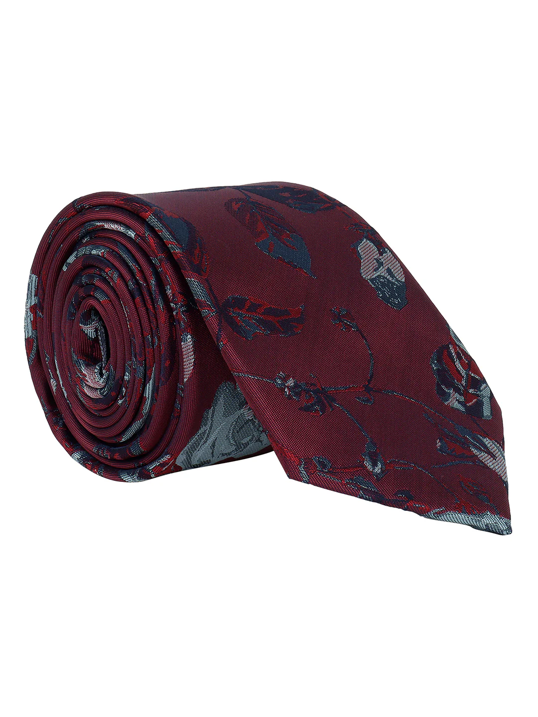 Men Maroon Printed Tie With Pocket Square - Image 9