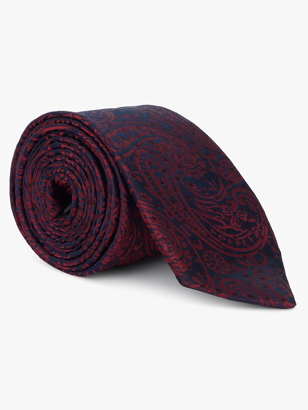 Men Maroon Printed Tie With Pocket Square - Image 4