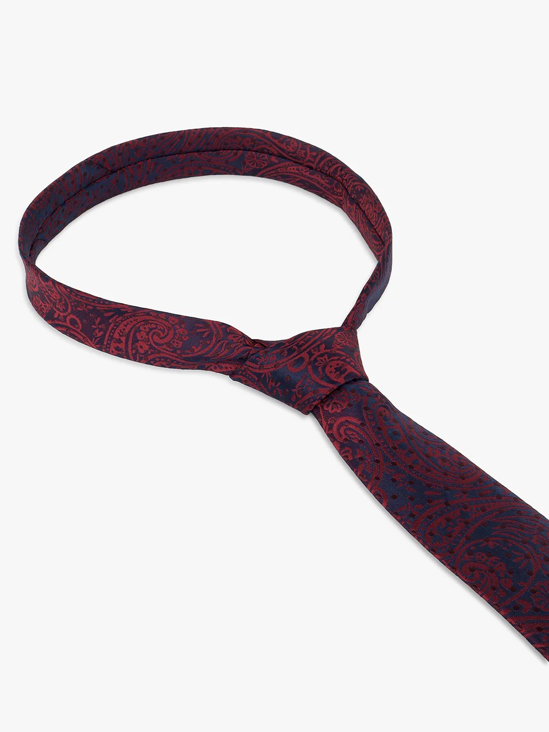 Men Maroon Printed Tie With Pocket Square - Image 7