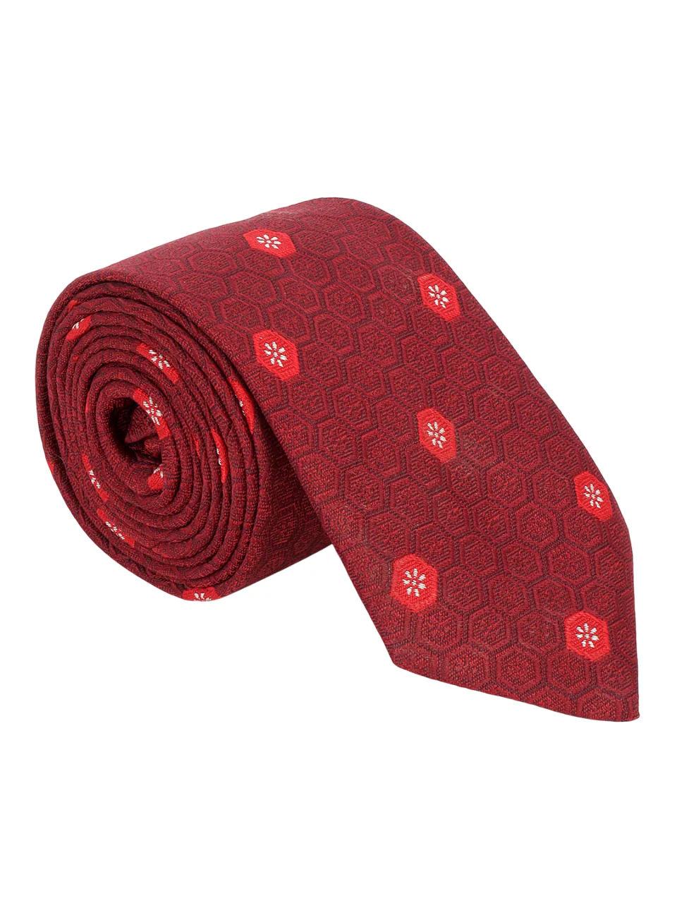 Men Maroon Printed Tie With Pocket Square and Cufflinks - Image 3