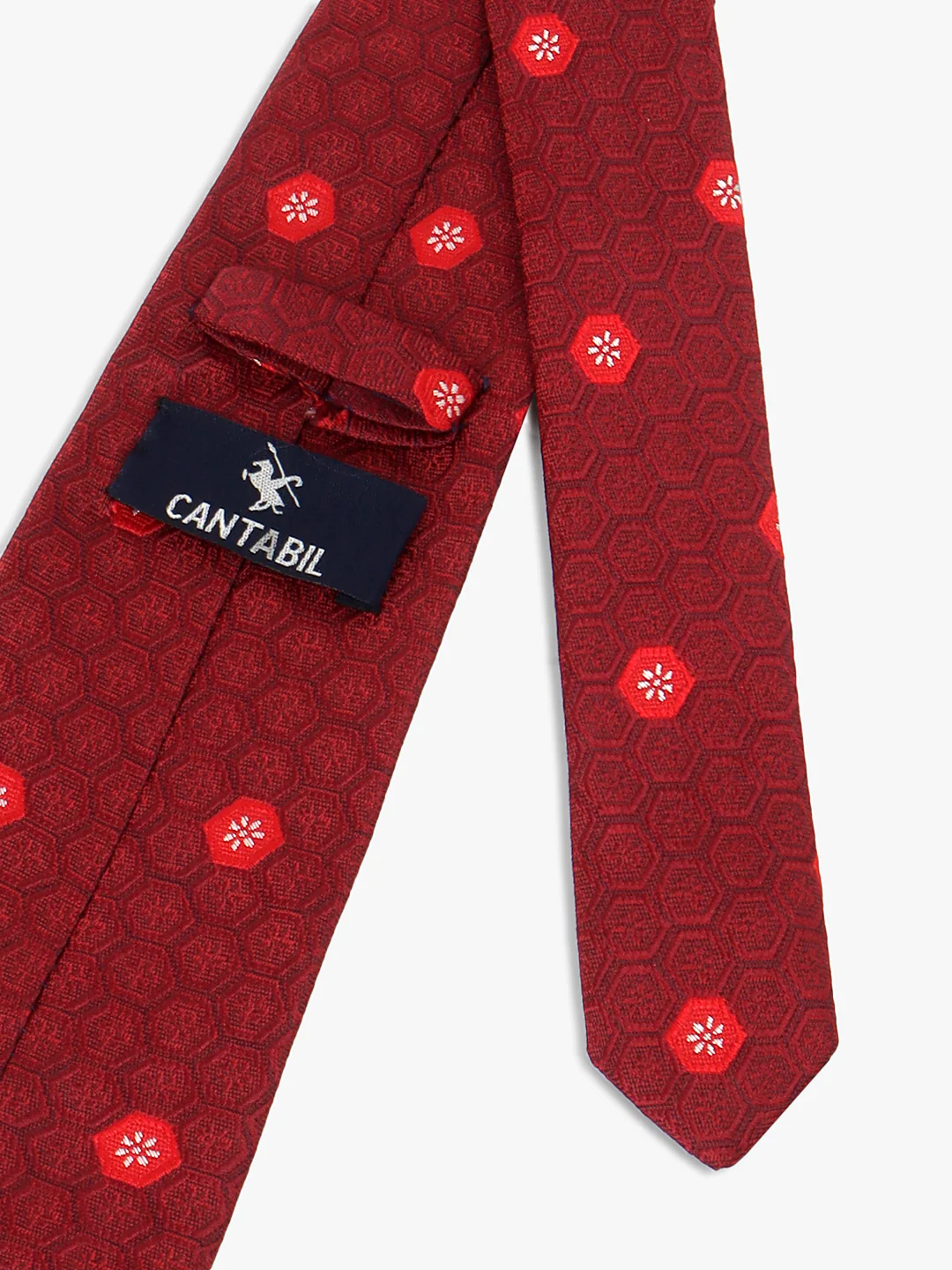 Men Maroon Printed Tie With Pocket Square and Cufflinks - Image 7