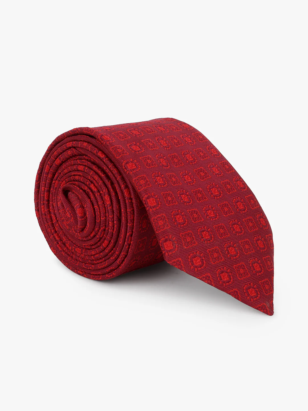 Men Maroon Printed Tie With Pocket Square and Cufflinks - Image 2
