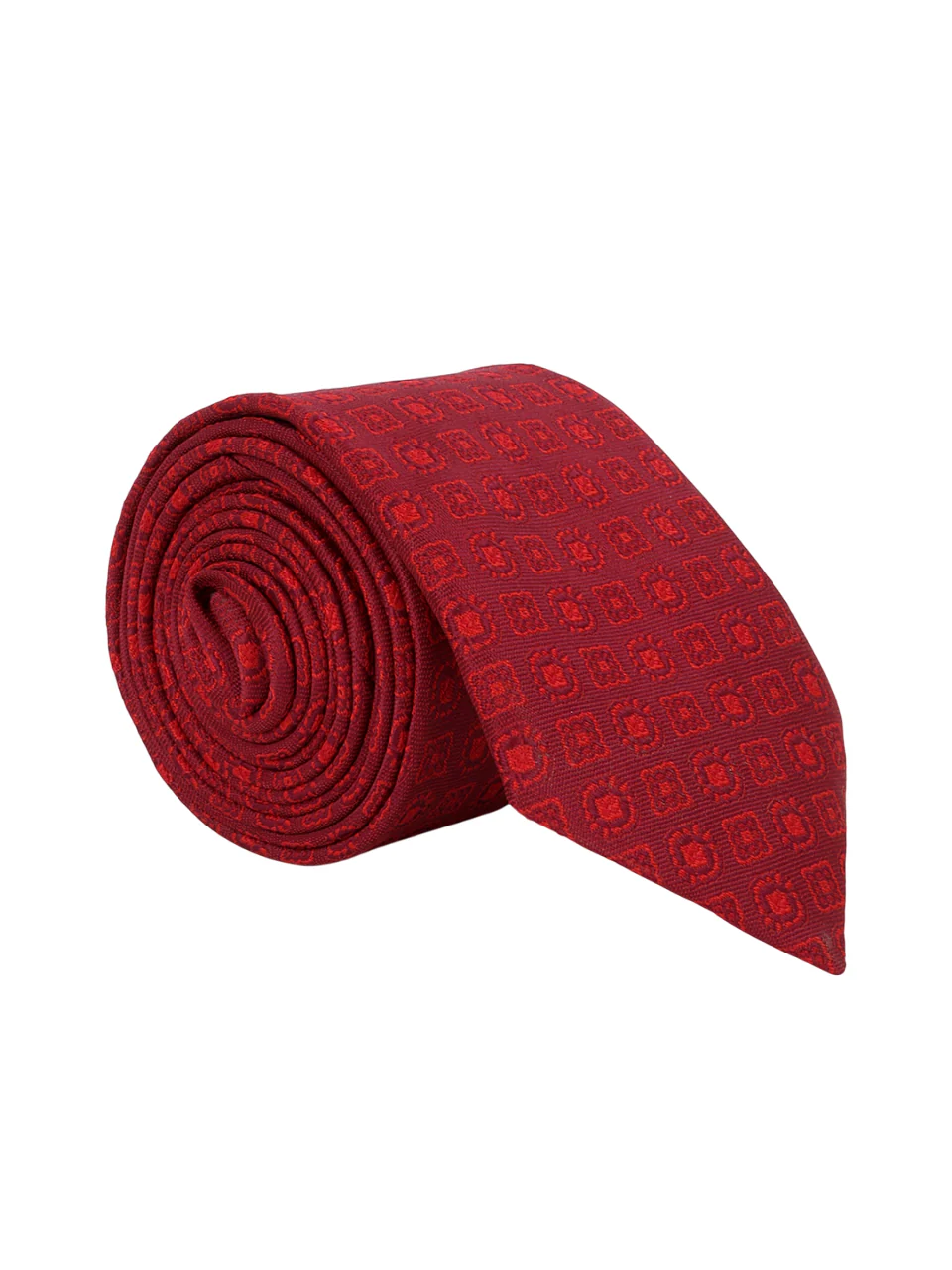 Men Maroon Printed Tie With Pocket Square and Cufflinks - Image 3