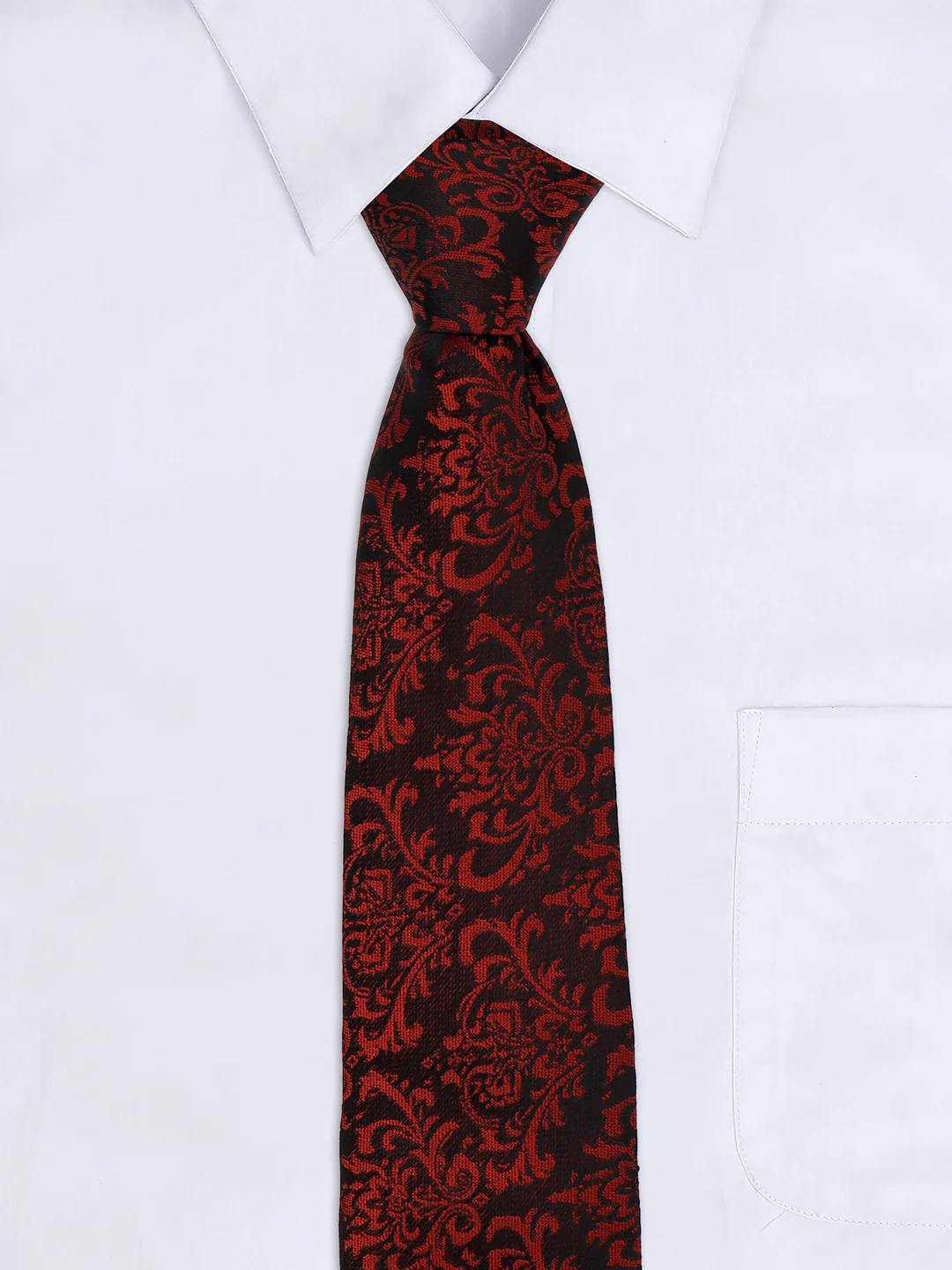 Men Maroon Printed Tie With Pocket Square and Cufflinks - Image 8