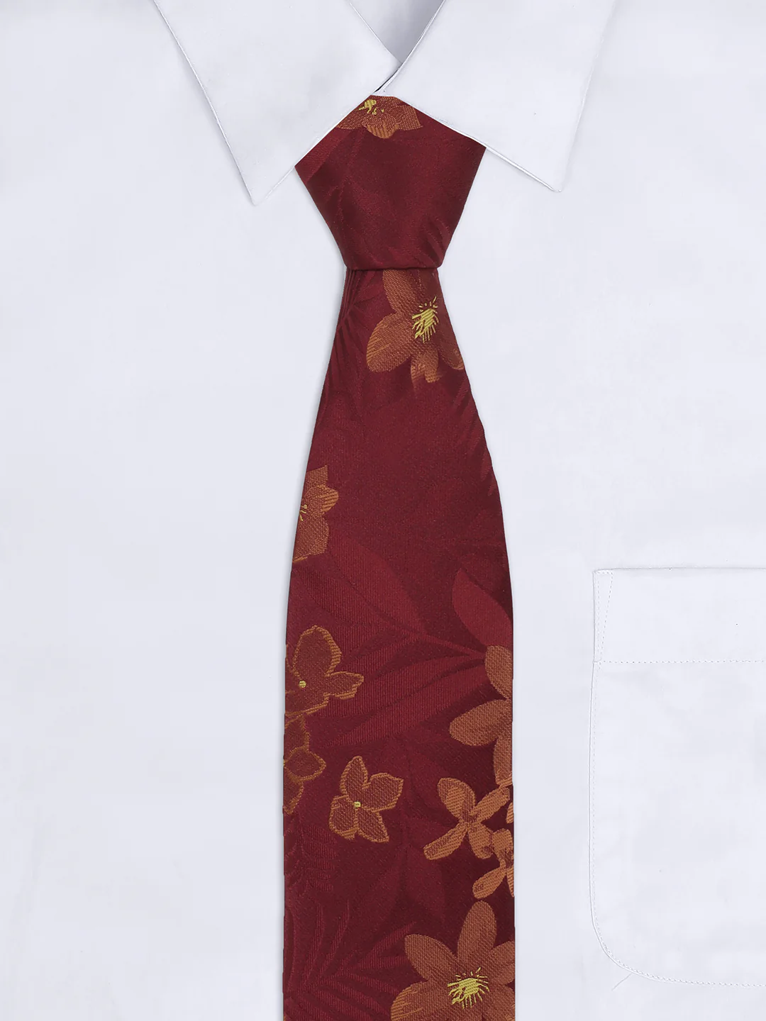 Cantabil Men's Maroon Printed Tie With Pocket Square - Image 9