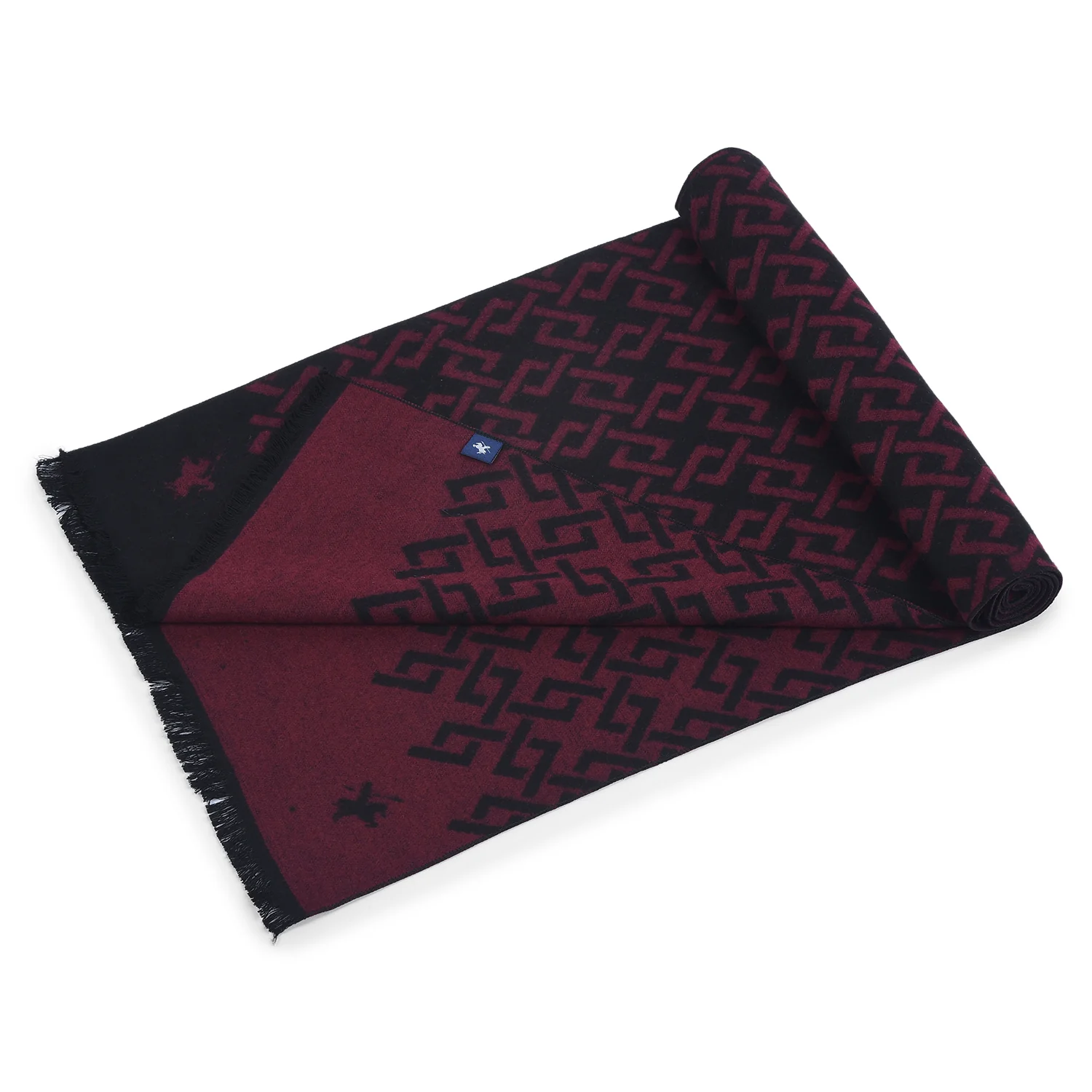 Men Maroon Printed Winter Warm Casual Muffler - Image 6