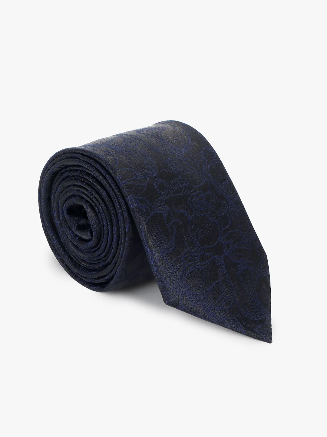 Men Navy Blue Printed Tie With Pocket Square and Cufflinks - Image 2