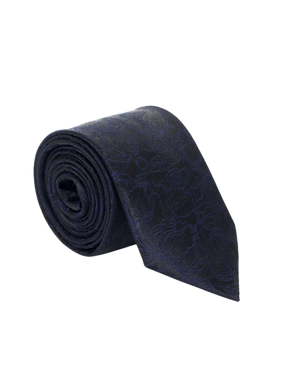 Men Navy Blue Printed Tie With Pocket Square and Cufflinks - Image 3