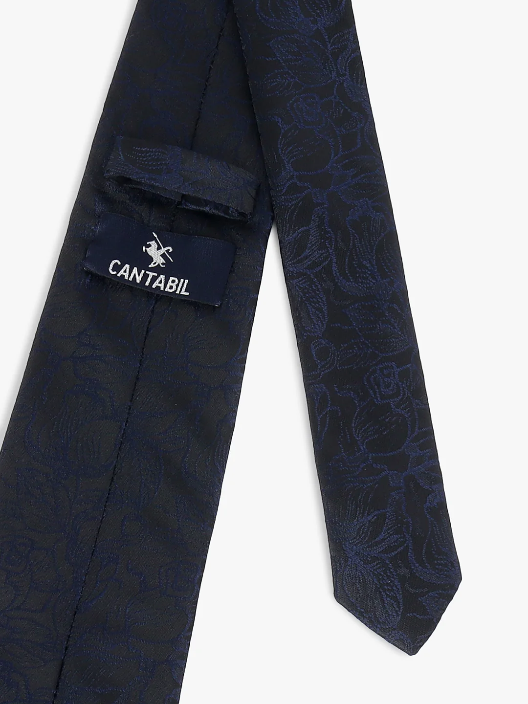 Men Navy Blue Printed Tie With Pocket Square and Cufflinks - Image 7