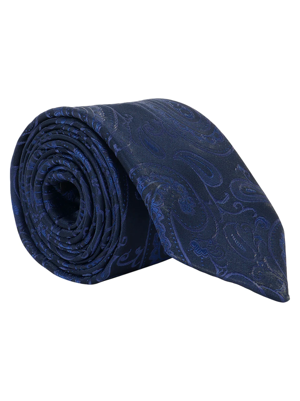 Men Navy Blue Printed Tie With Pocket Square - Image 10