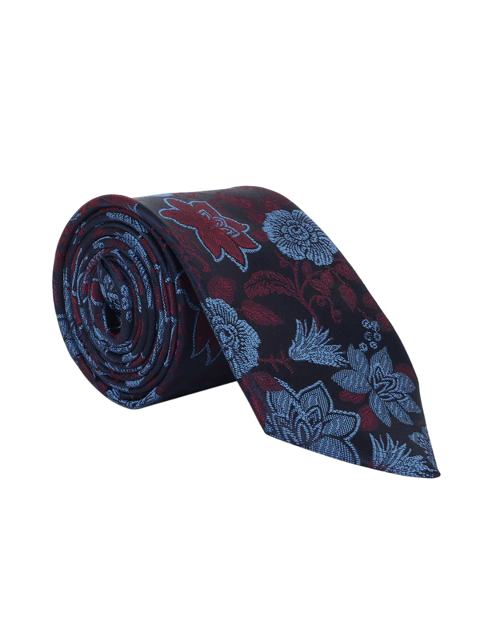Men Navy Blue Printed Tie With Pocket Square and Cufflinks - Image 7