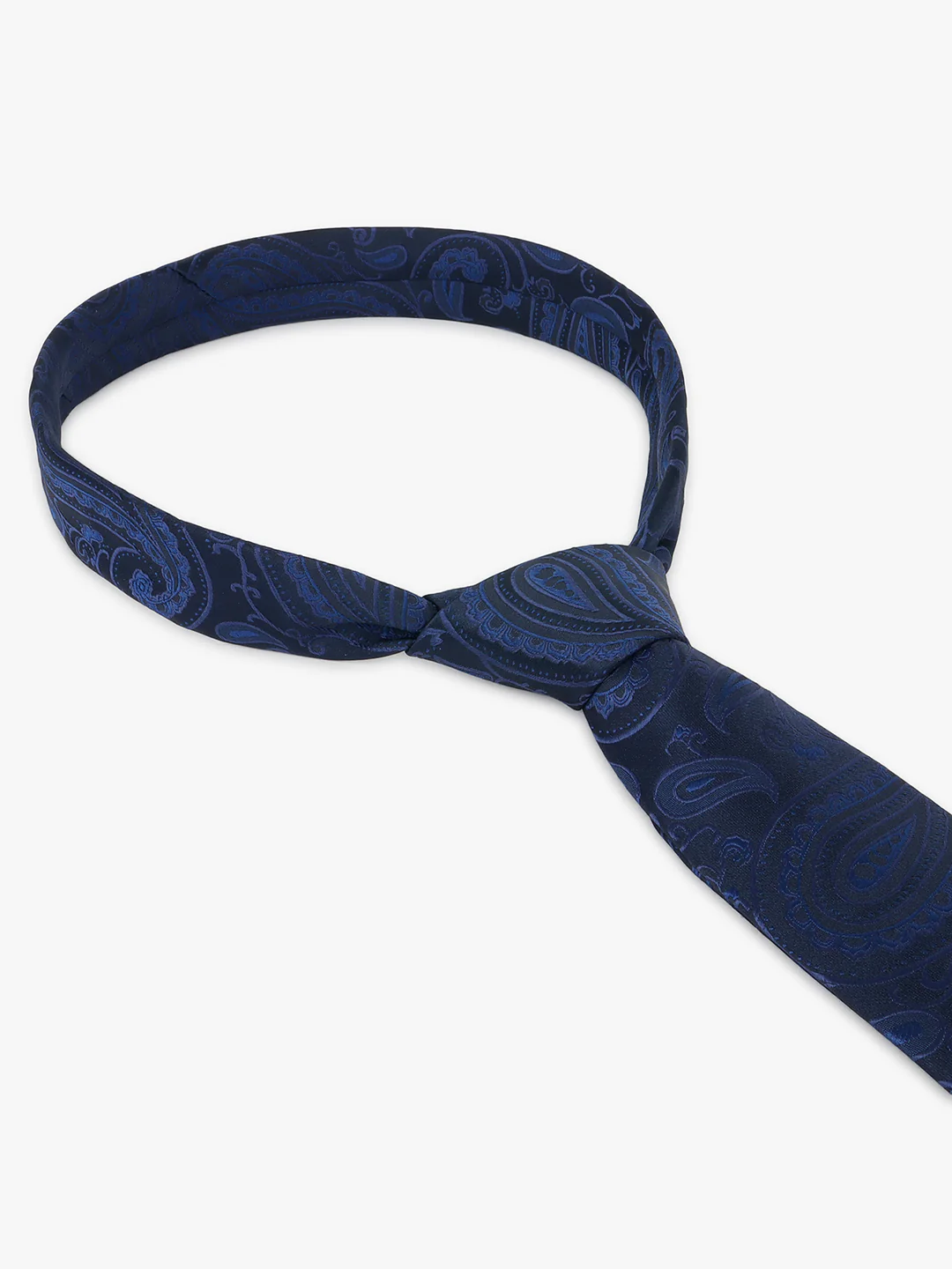 Men Navy Blue Printed Tie With Pocket Square - Image 7