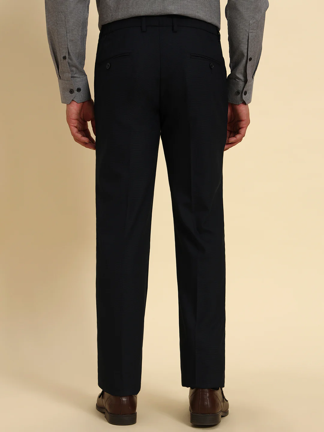 Formal Trouser for Men | Breathable & Soft with Color Fastness Regular Fit Poly Viscose Fabric Solid Pattern Hook & Eye Closure - Image 6