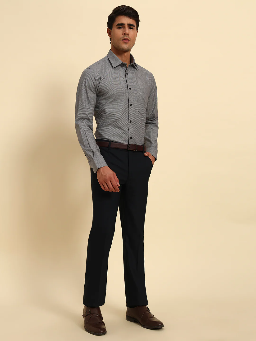 Formal Trouser for Men | Breathable & Soft with Color Fastness Regular Fit Poly Viscose Fabric Solid Pattern Hook & Eye Closure - Image 8