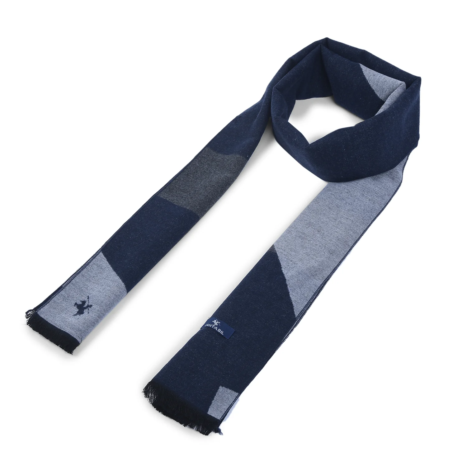Men Navy Checkered Winter Warm Casual Muffler - Image 5