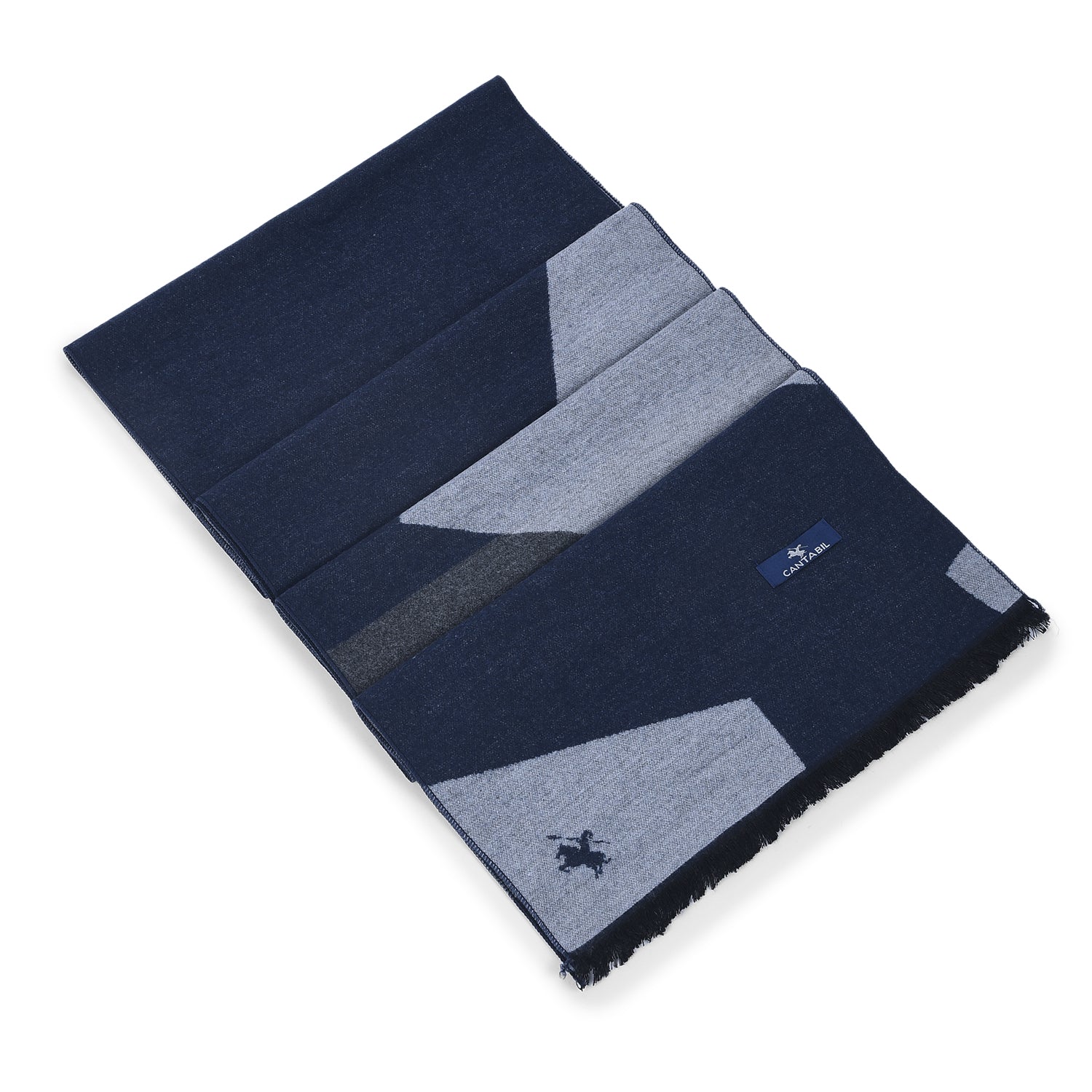 Men Navy Checkered Winter Warm Casual Muffler - Image 6