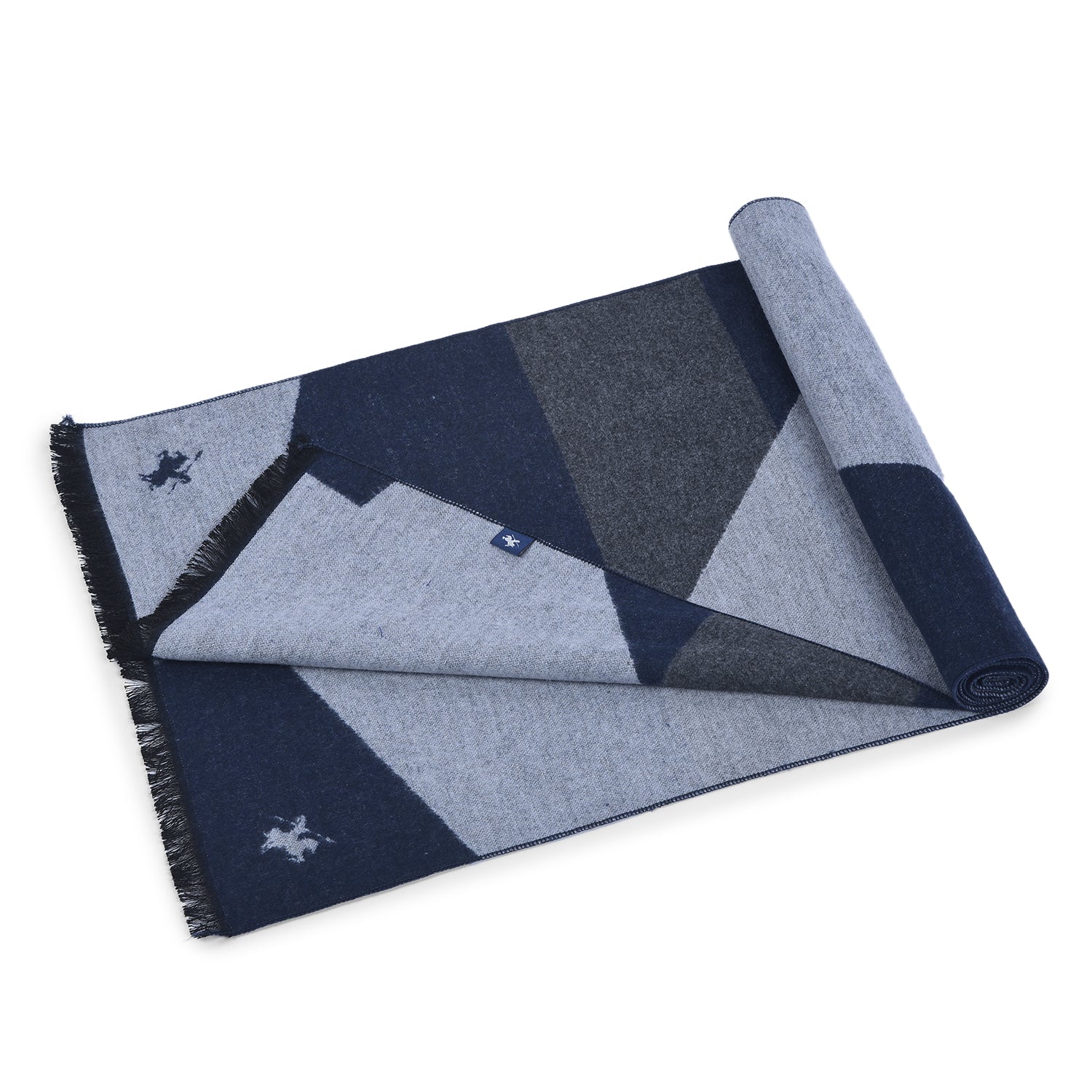 Men Navy Checkered Winter Warm Casual Muffler - Image 7