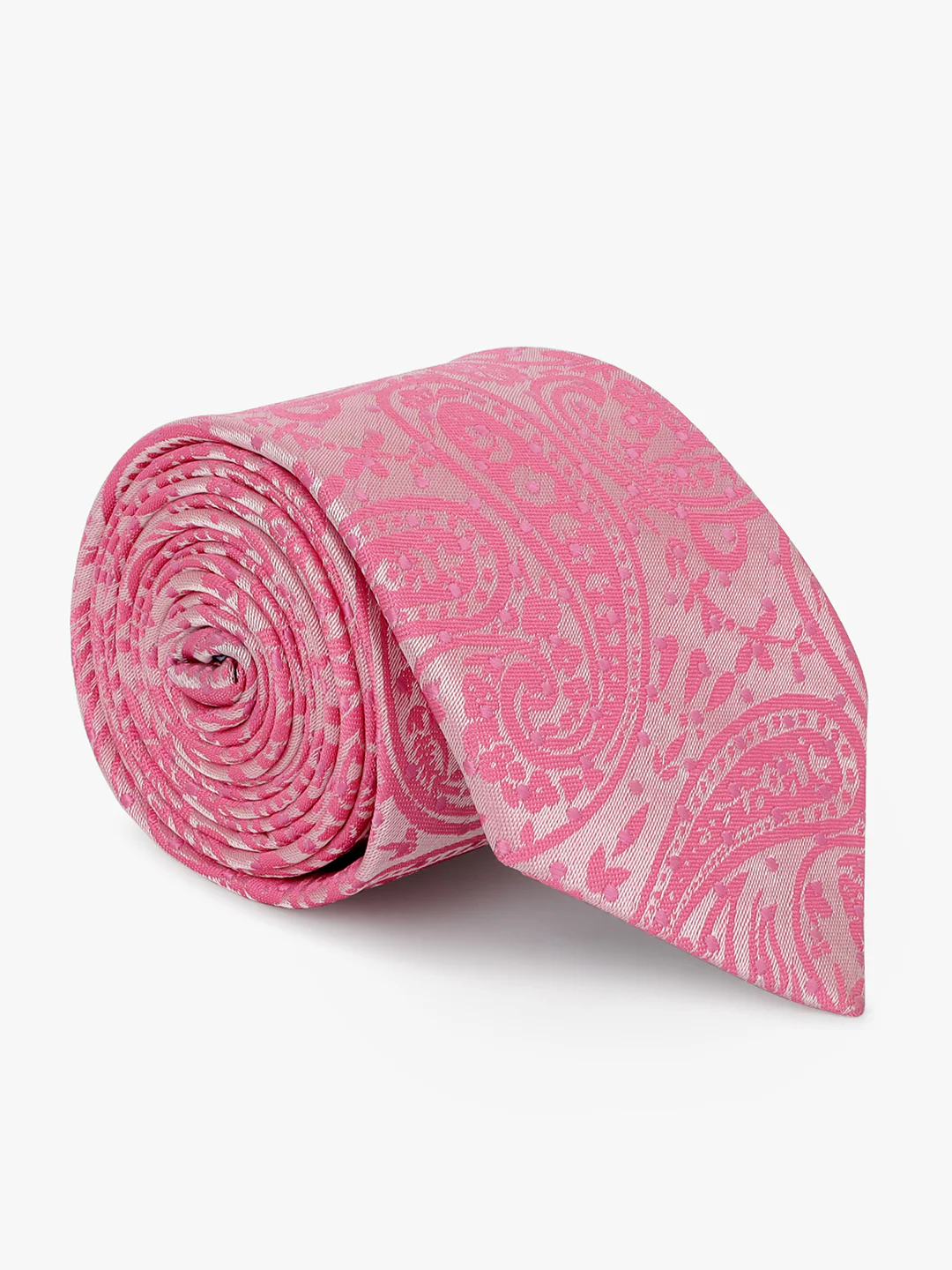 Men Pink Printed Tie With Pocket Square and Cufflinks - Image 2