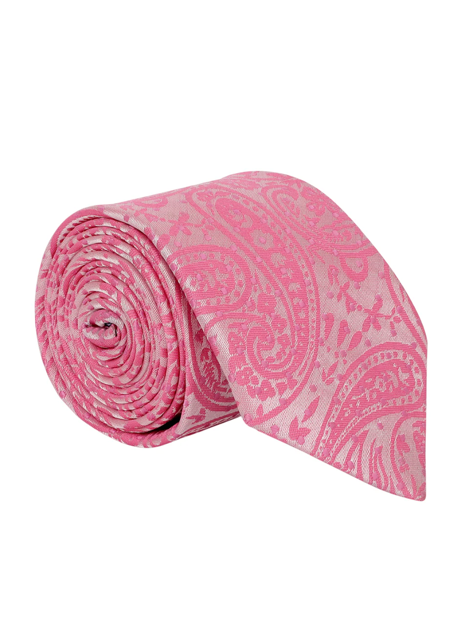 Men Pink Printed Tie With Pocket Square and Cufflinks - Image 3