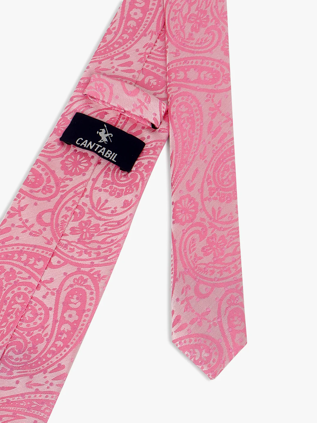 Men Pink Printed Tie With Pocket Square and Cufflinks - Image 7