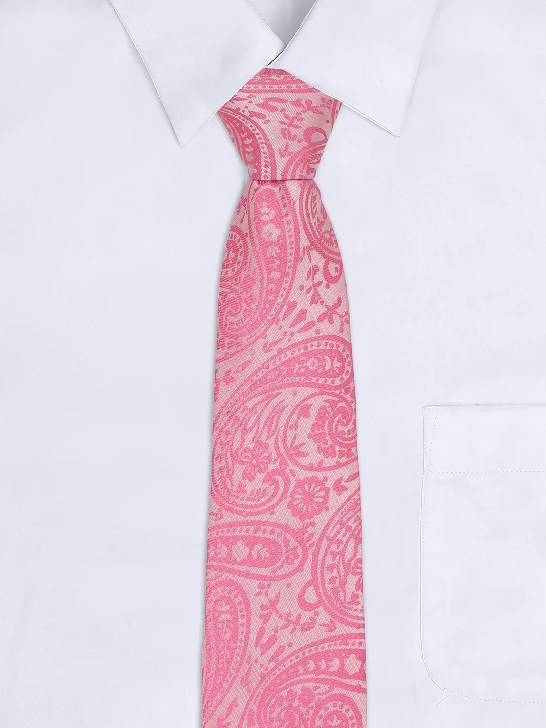 Men Pink Printed Tie With Pocket Square and Cufflinks - Image 8
