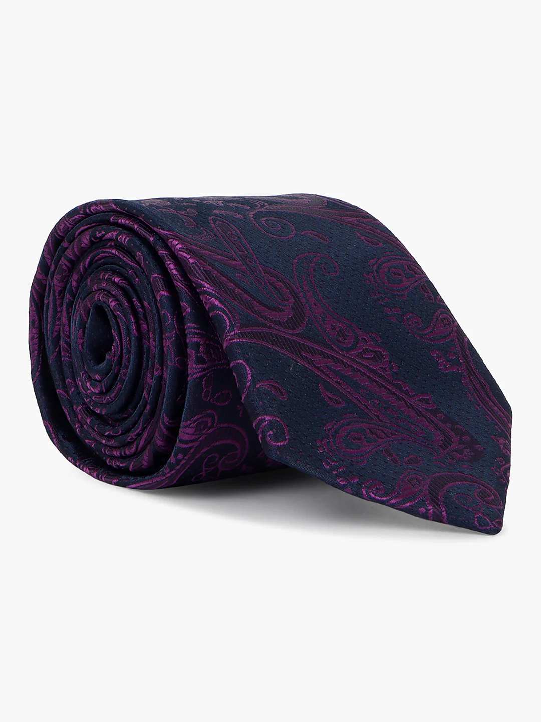 Men Purple Printed Tie With Pocket Square - Image 4