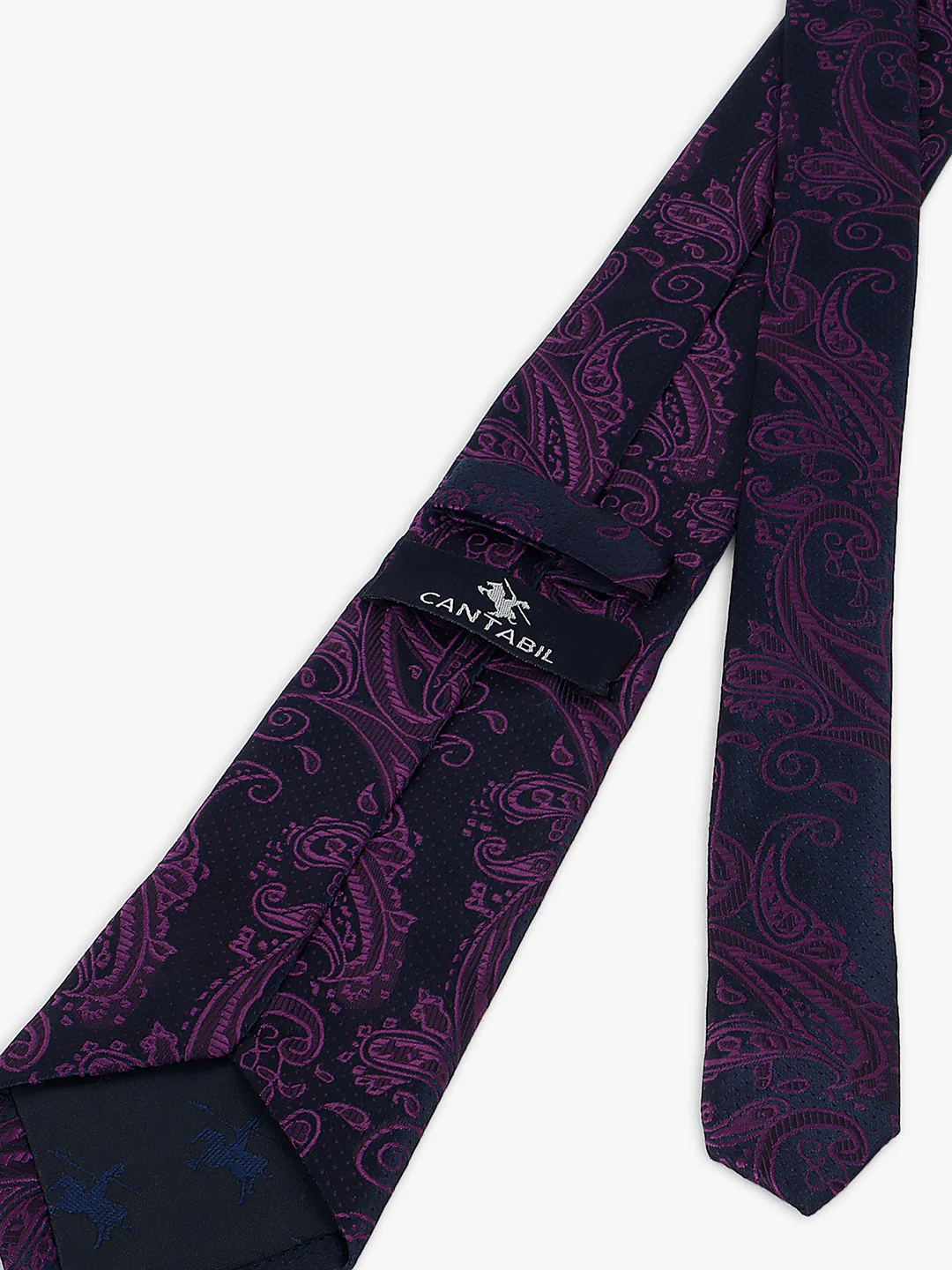 Men Purple Printed Tie With Pocket Square - Image 6