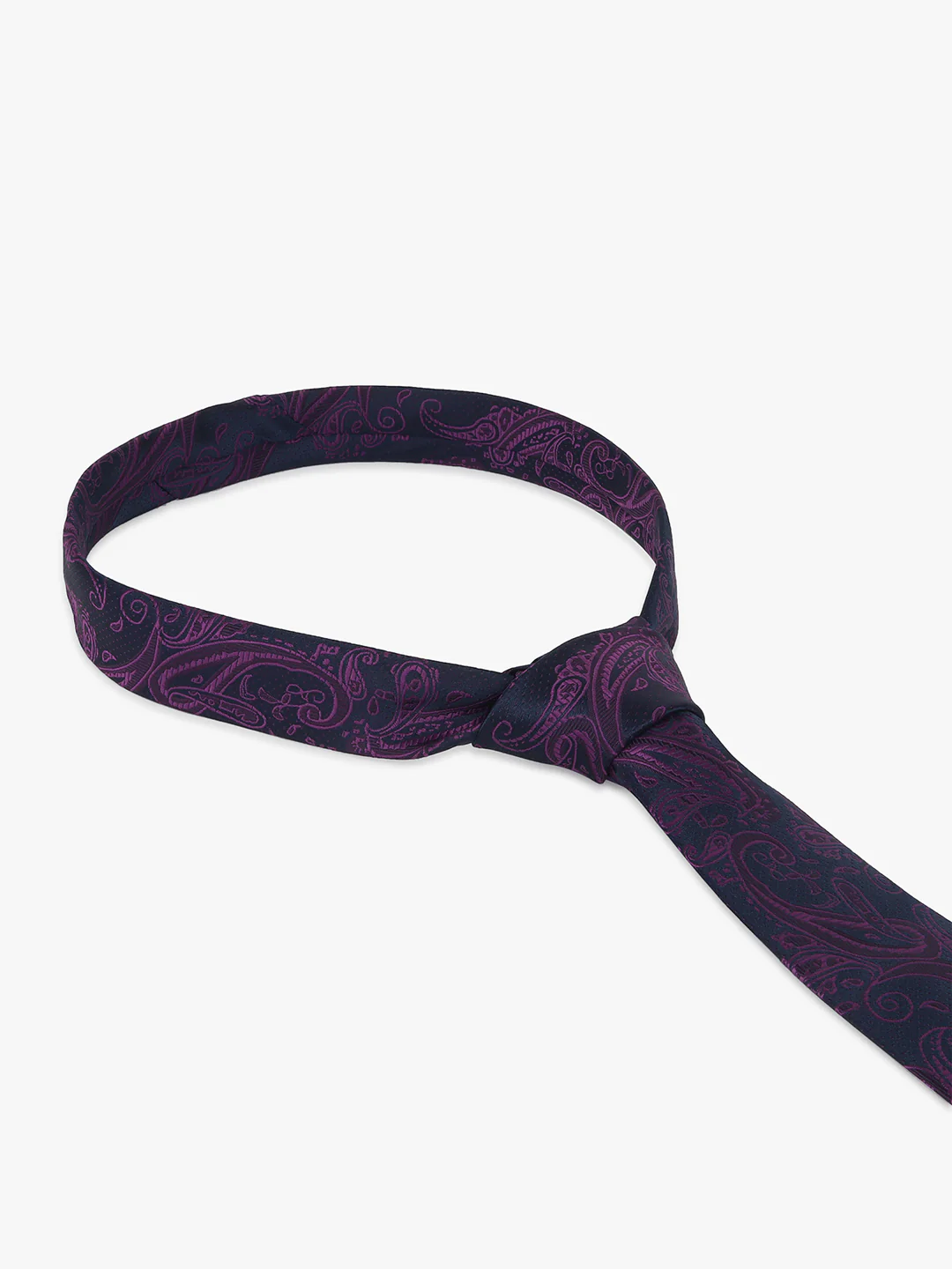 Men Purple Printed Tie With Pocket Square - Image 7